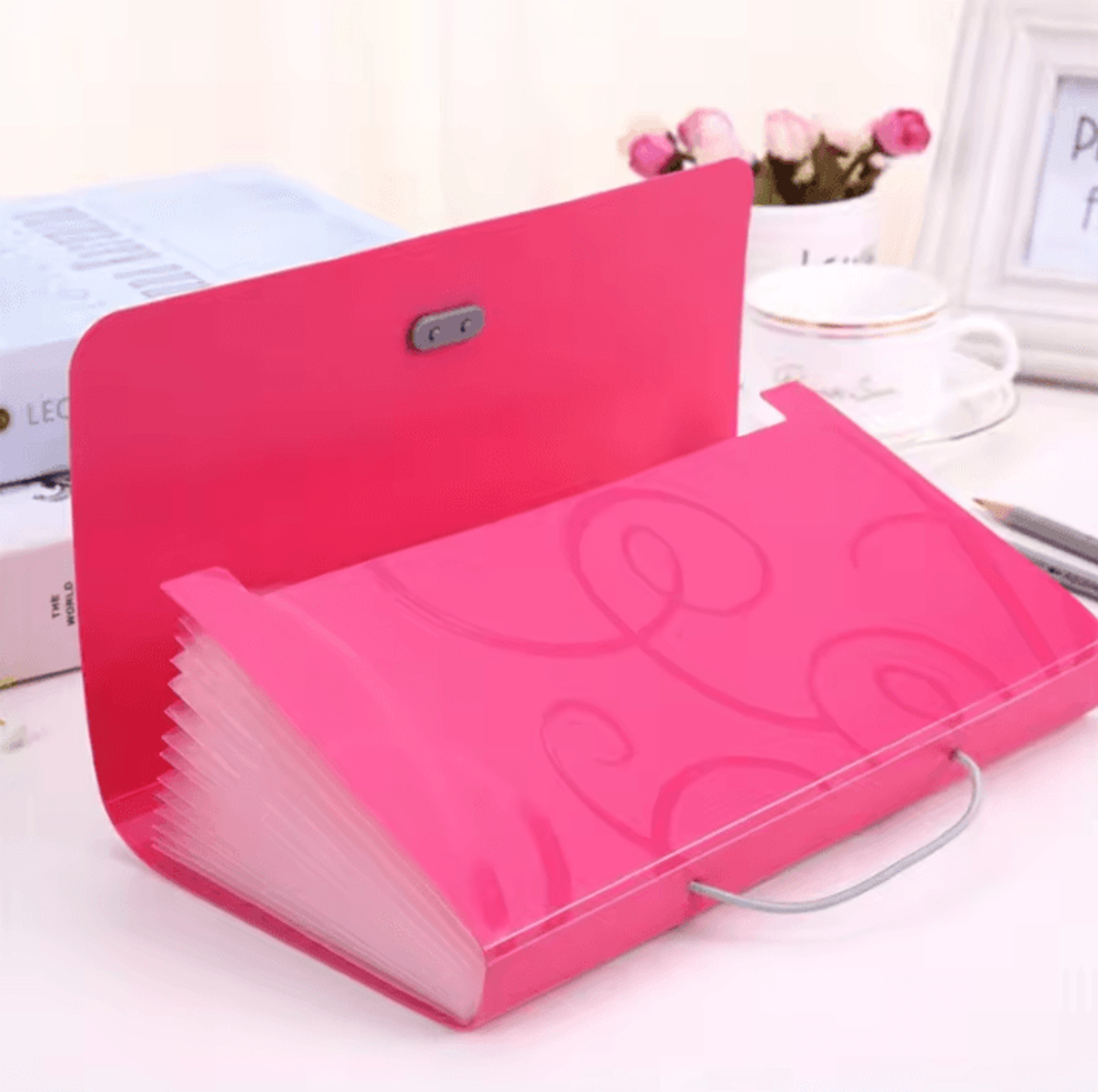 A6 Portable File Folder  Expanding Document Organizer With Card Holder File Wallet Plastic Pouch 2