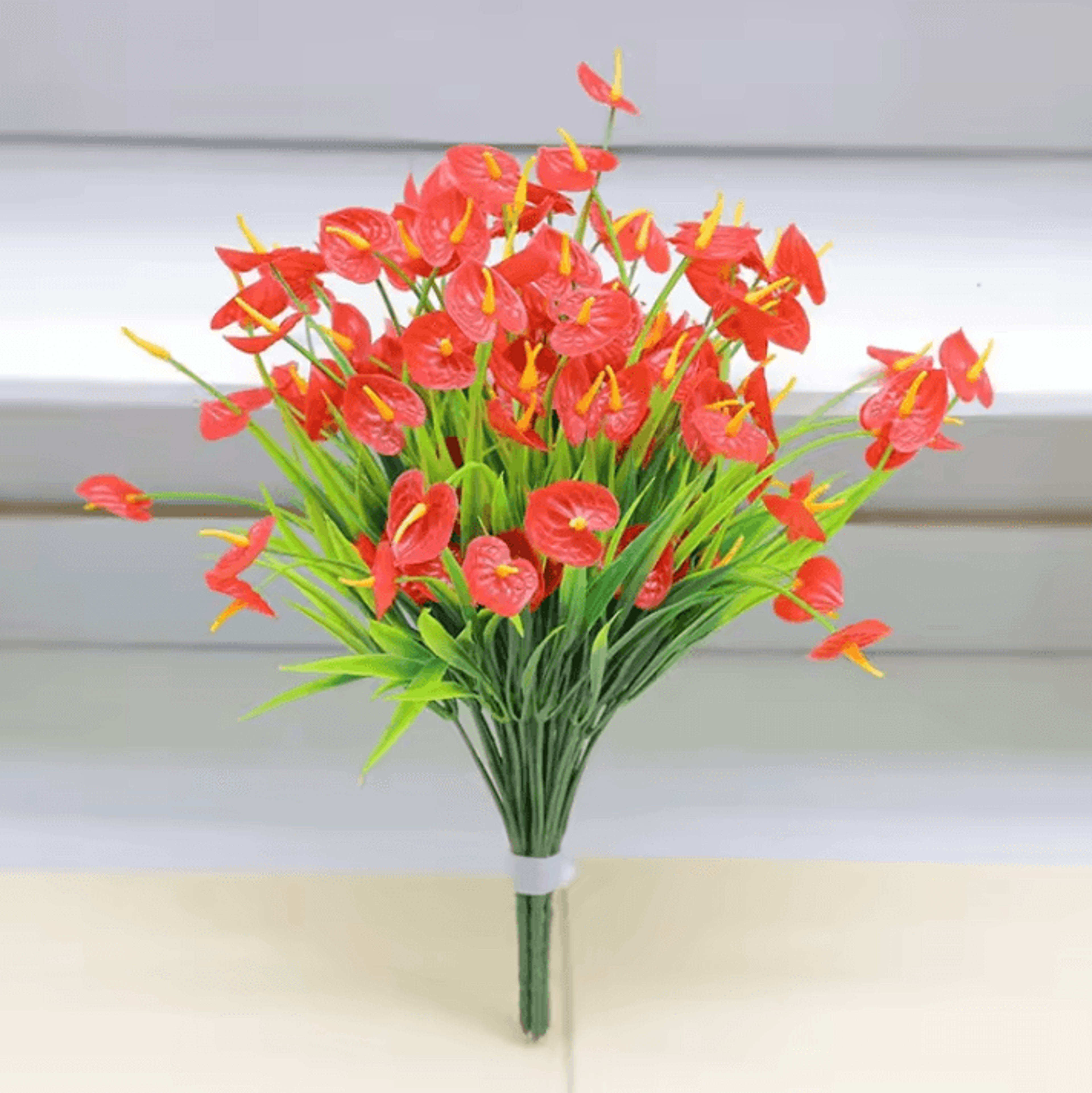 2Pcs Artificial Flower Bouquets  Plastic Fake Flowers For Table Centerpiece Decor And Home Accents 1
