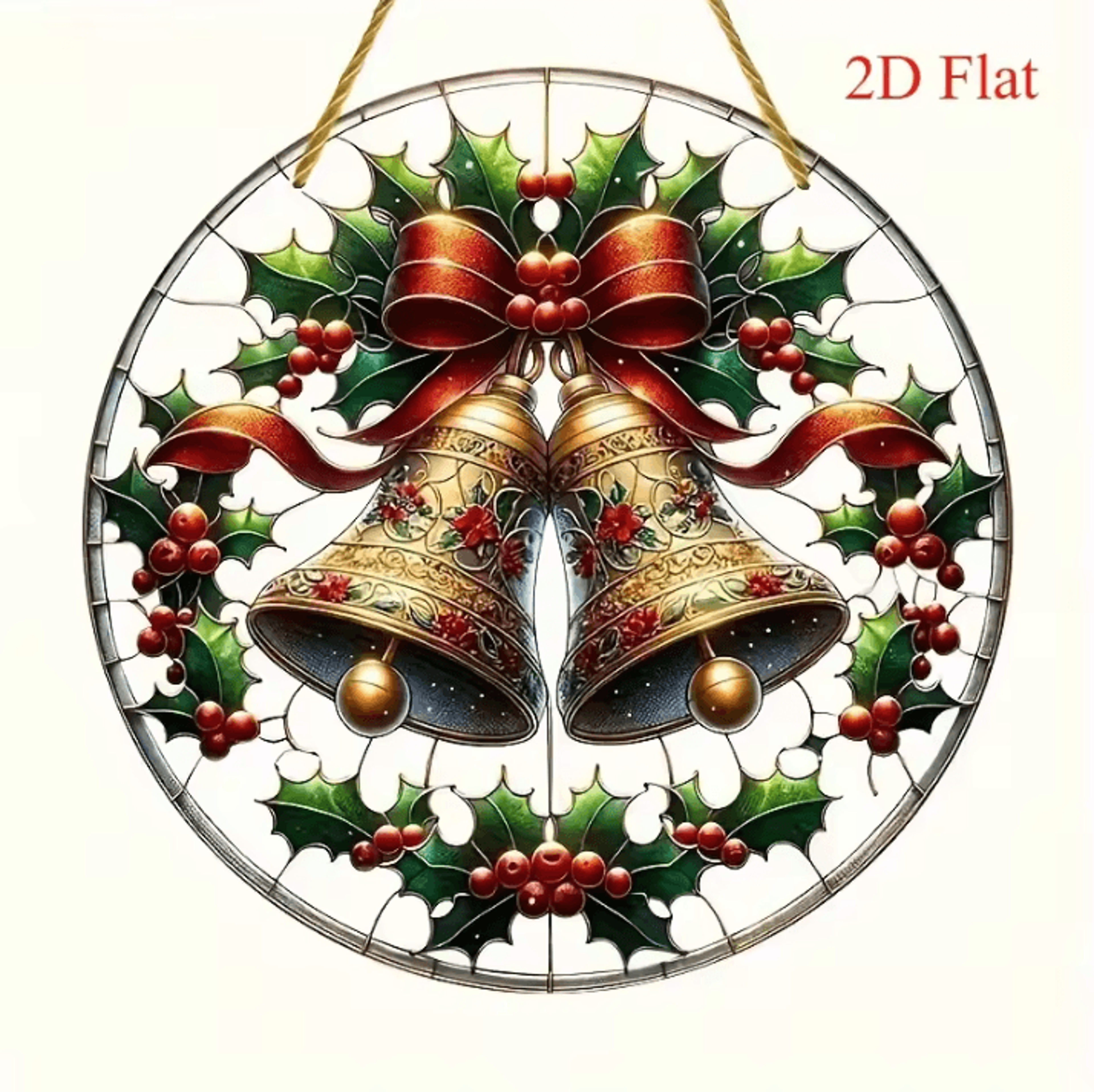 2 Piece Christmas Bell Ornaments  Acrylic Holiday Decorations 2D Flat Hanging Ornaments For Room An 4