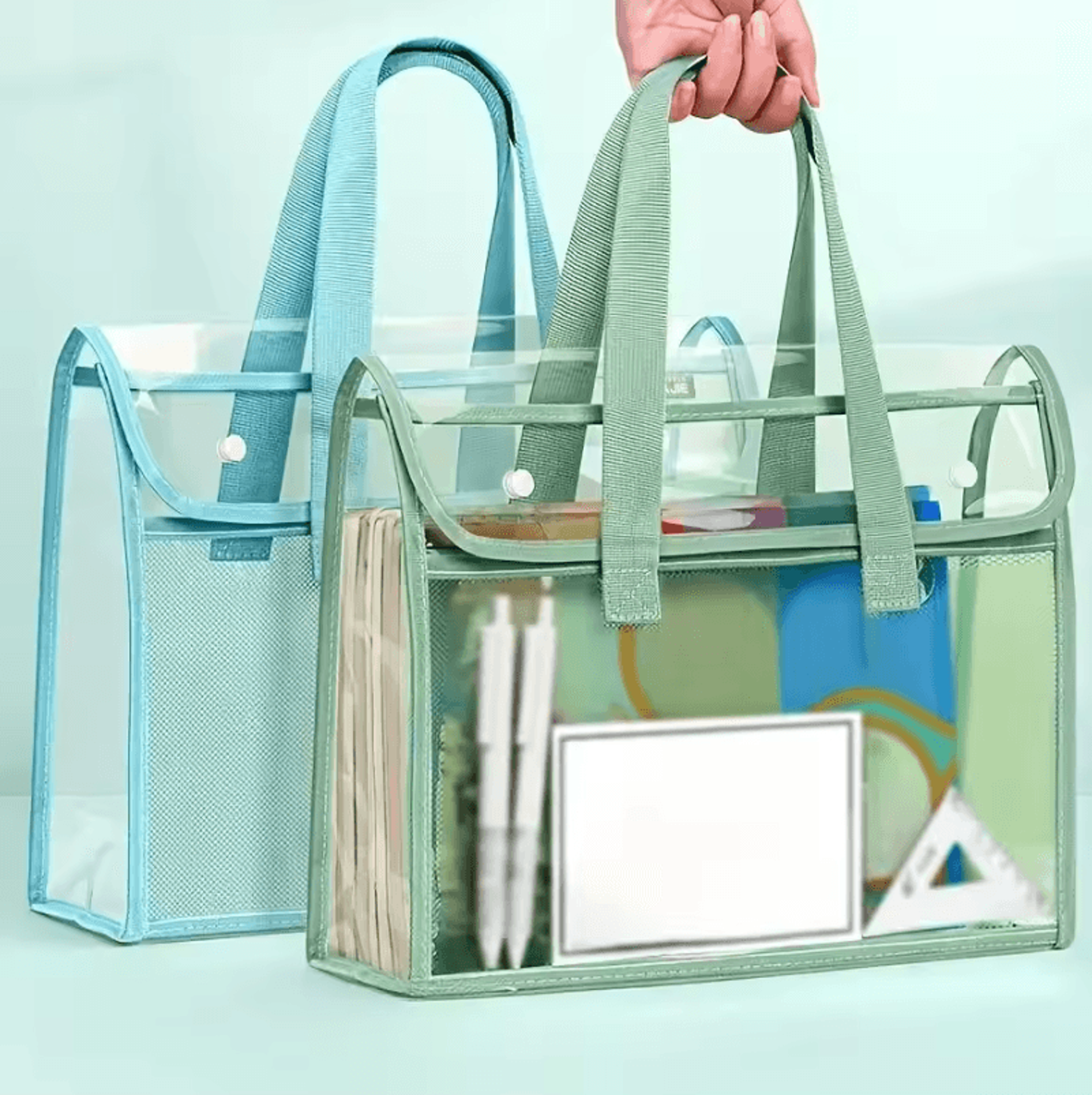Large Capacity Portable File Organizer Transparent Handheld Expandable PVC Document Folder With Sel 0