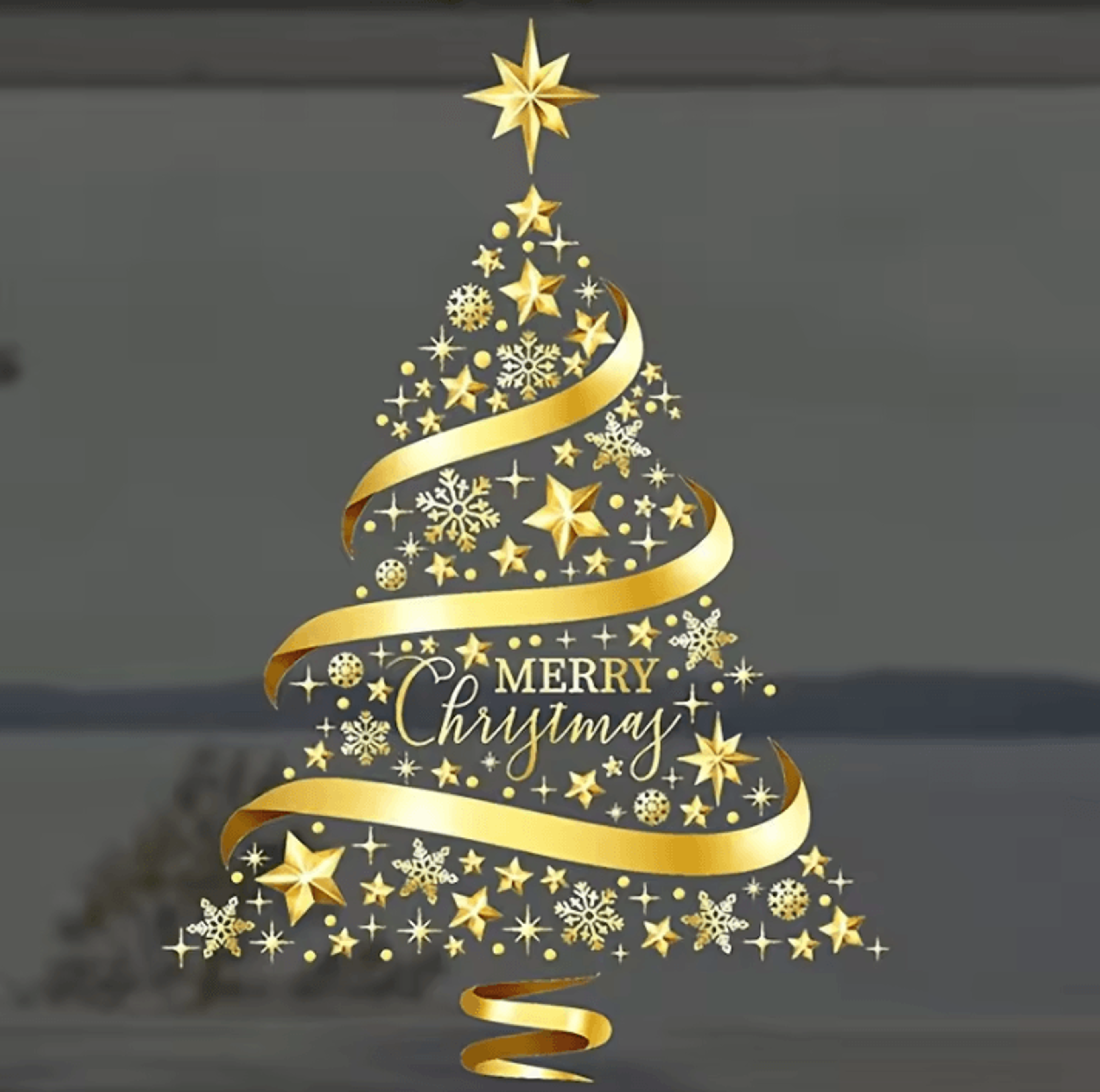 Golden Christmas Window Stickers Garland Holiday Decal Decorations For Home Shopping Mall And Glass 2