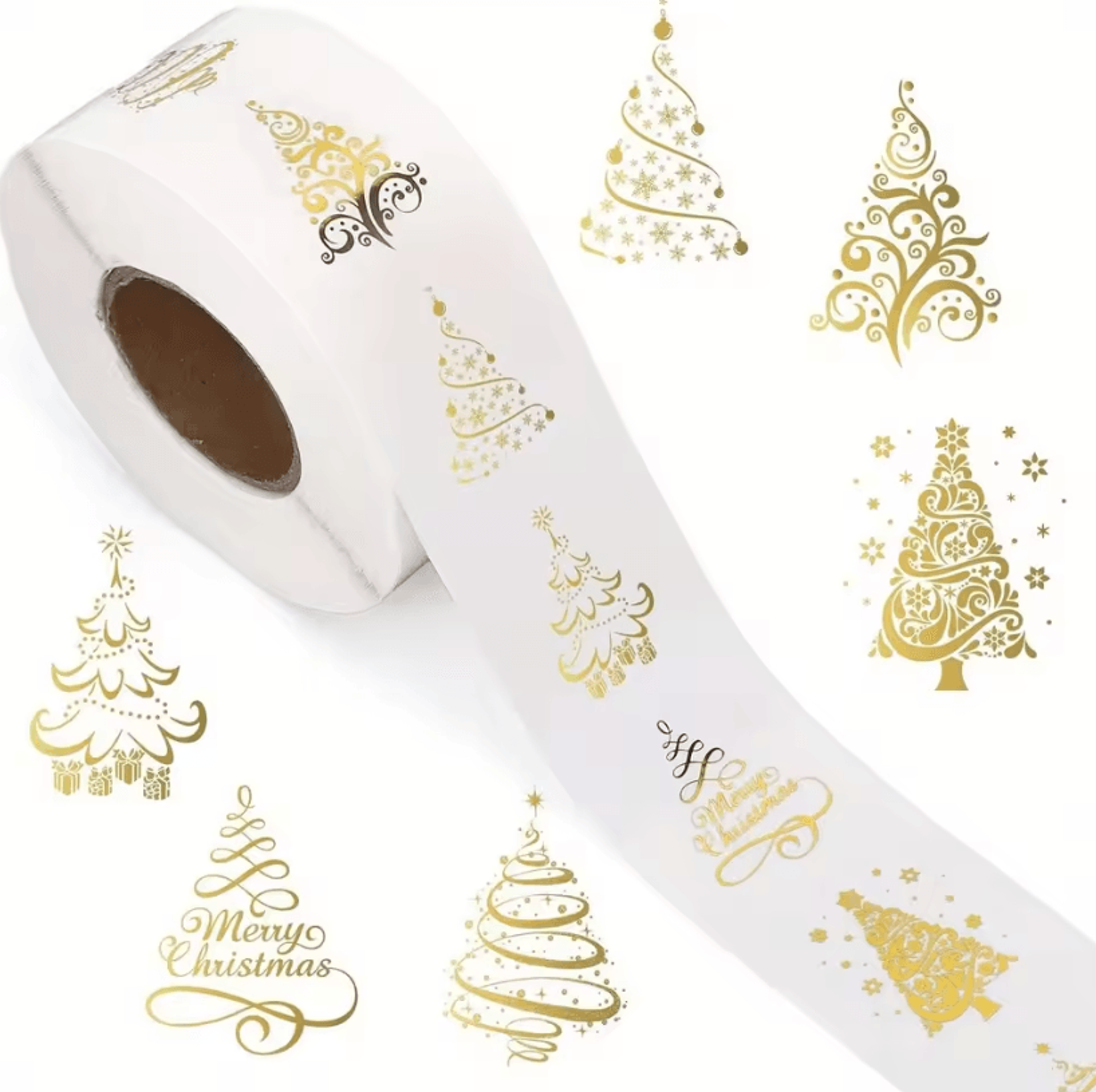 500pcs Christmas Stickers Golden Foil Christmas Tree Sealing Stickers Clear Vinyl Decals For Gifts  0