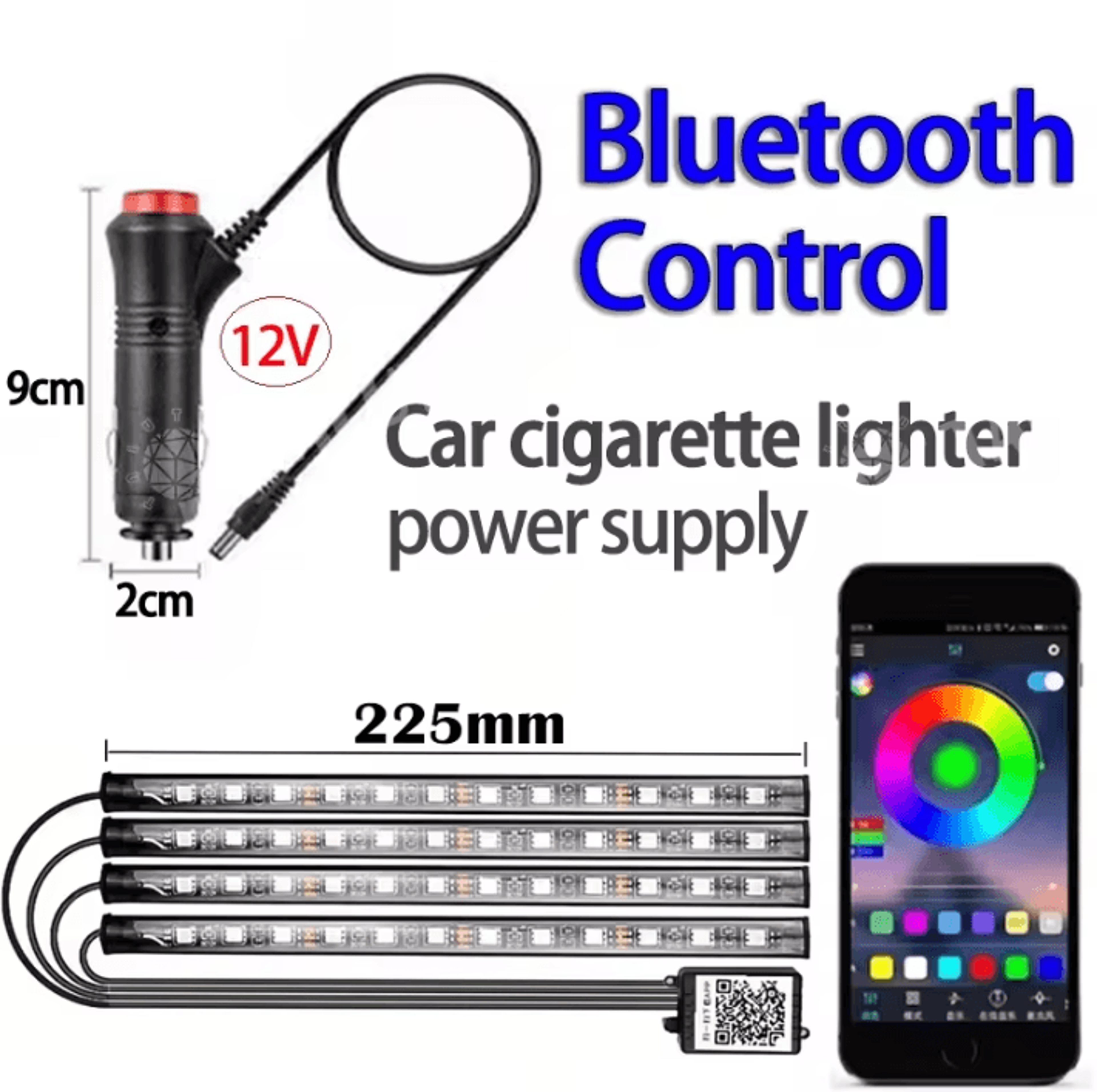 LED Car Music Light Strip Smart Bluetooth RGB USB Interior Atmosphere Lighting For Vehicle 7