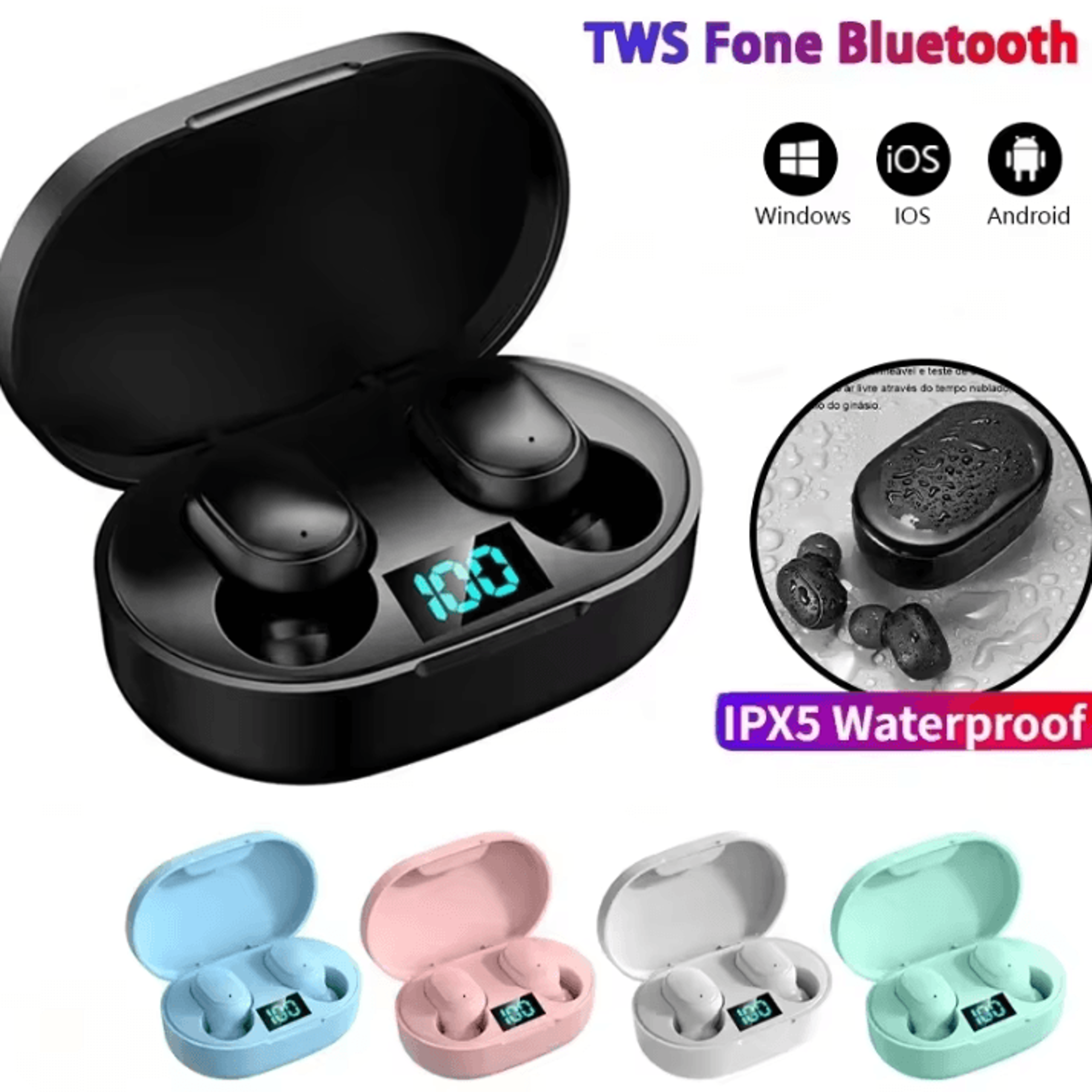 E6S Wireless Bluetooth Earbuds TWS Headset With Noise Cancelling And Microphone 0