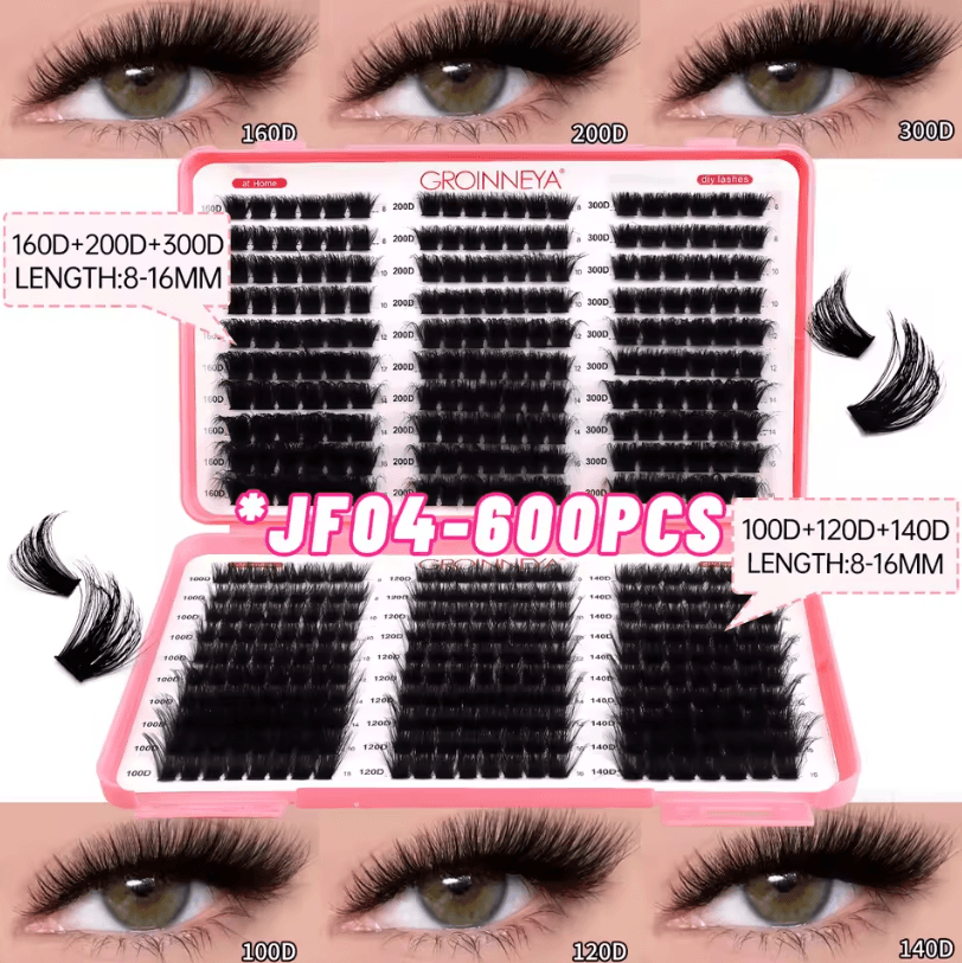 Cluster Lash Extensions Set  Mixed Tray Of Fluffy Volume Individual Lashes For DIY Cat Eye Look 10