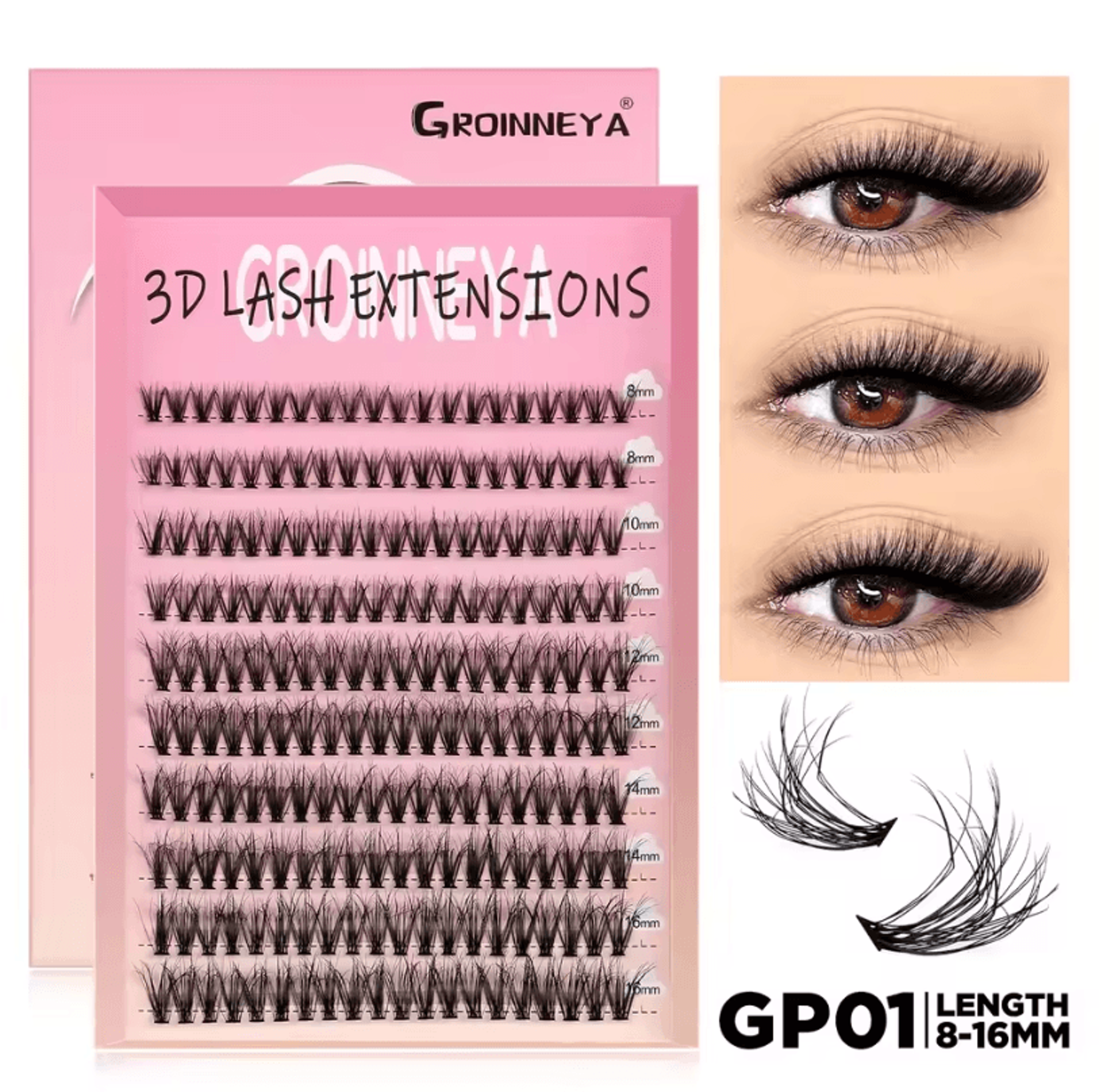 Cluster Lash Extensions Set  Mixed Tray Of Fluffy Volume Individual Lashes For DIY Cat Eye Look 11