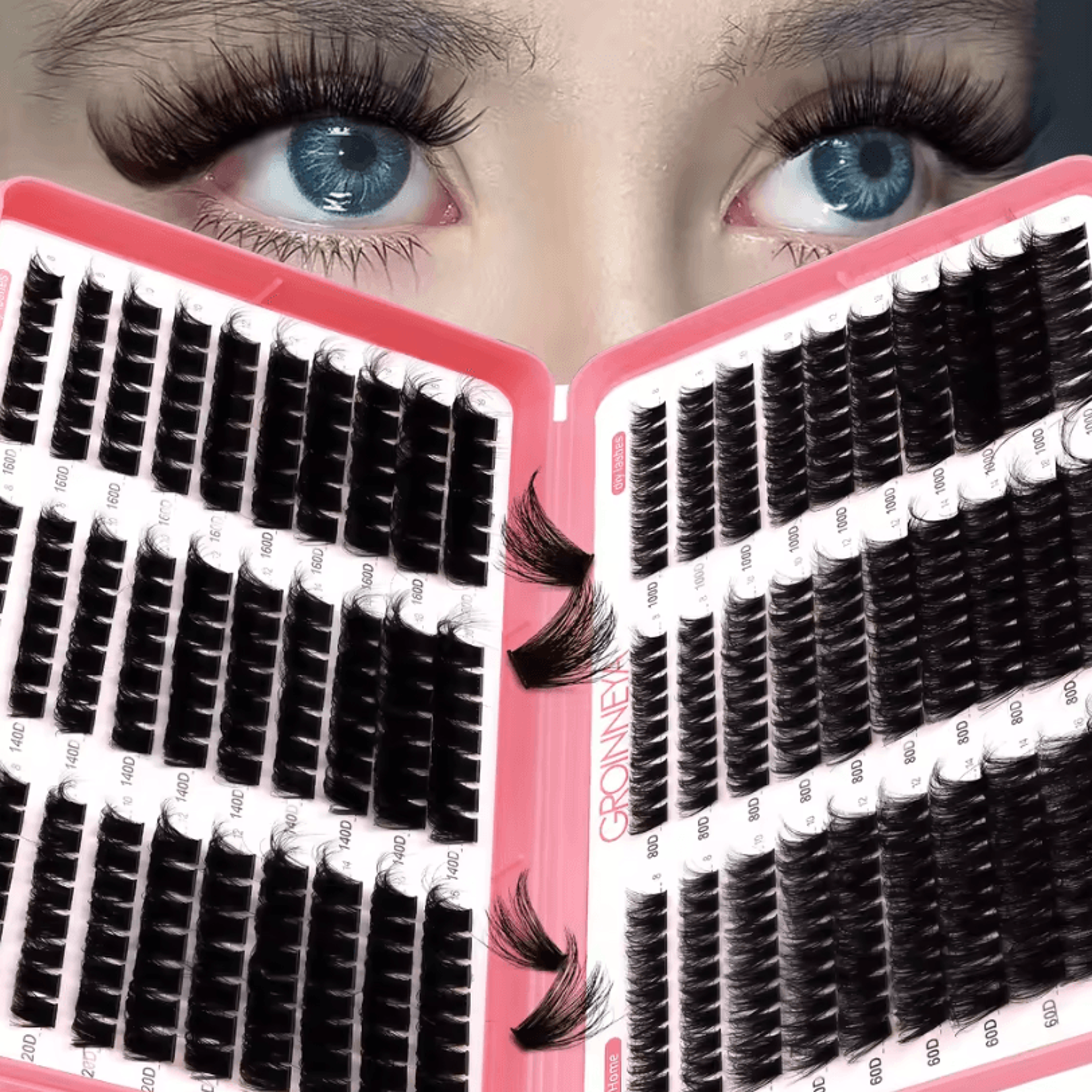 Cluster Lash Extensions Set  Mixed Tray Of Fluffy Volume Individual Lashes For DIY Cat Eye Look 2