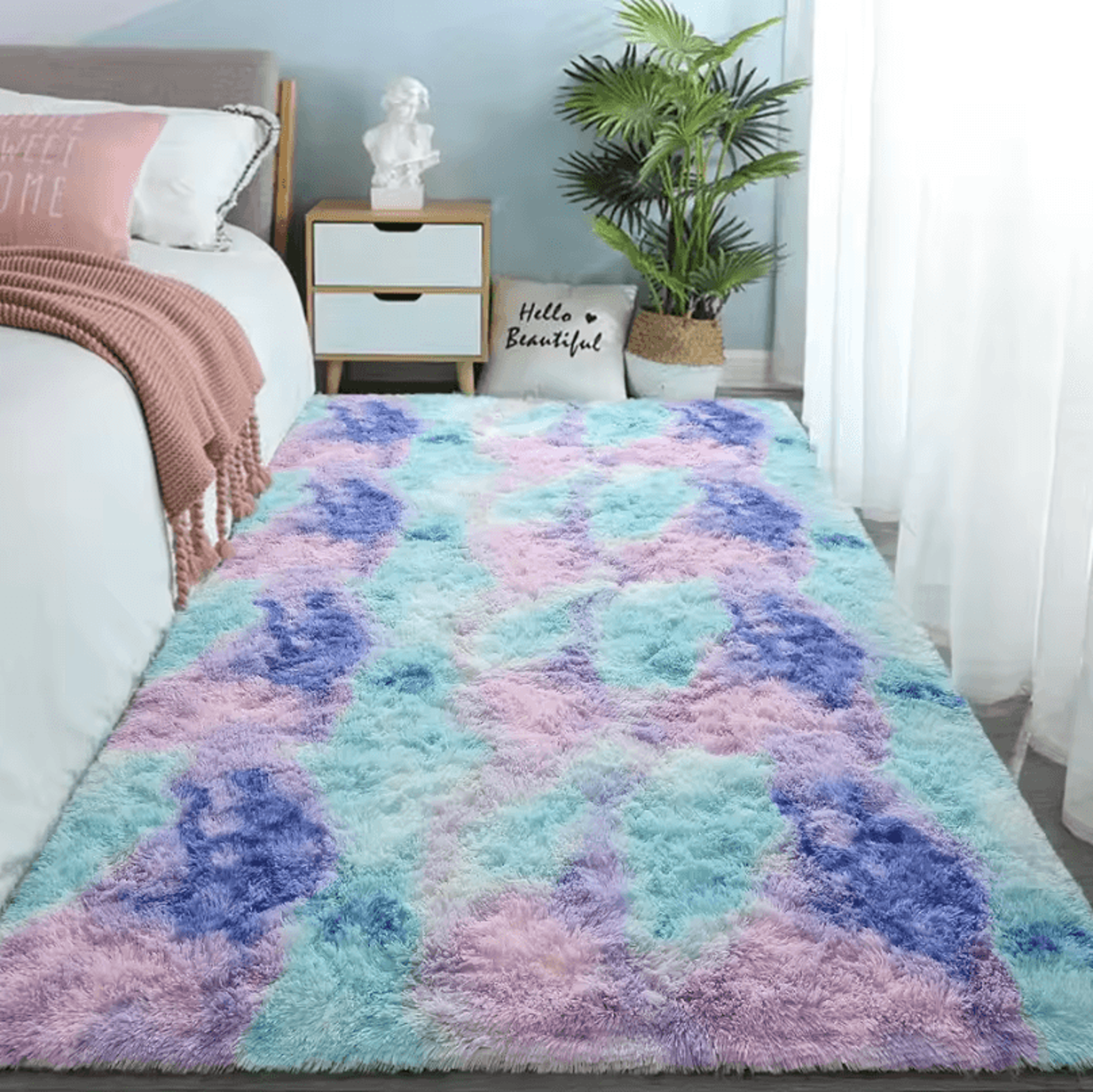 TieDye Plush Rug Soft NonSlip Floor Mat For Living Room Bedroom And Kids 21