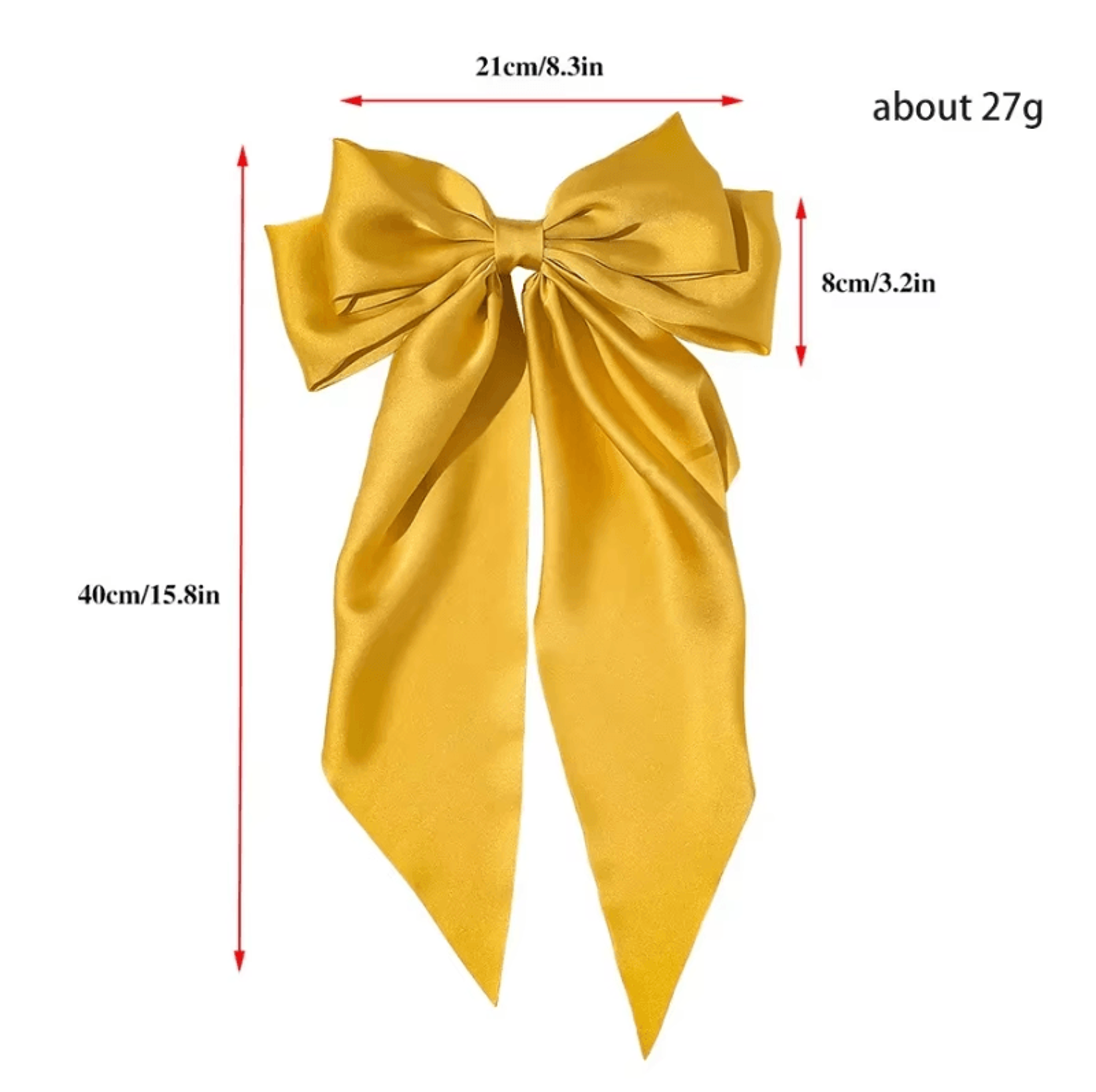 Korean Hair Clips Big Bowknot Solid Satin Long Ribbon Hair Clips For Women And Girls 5