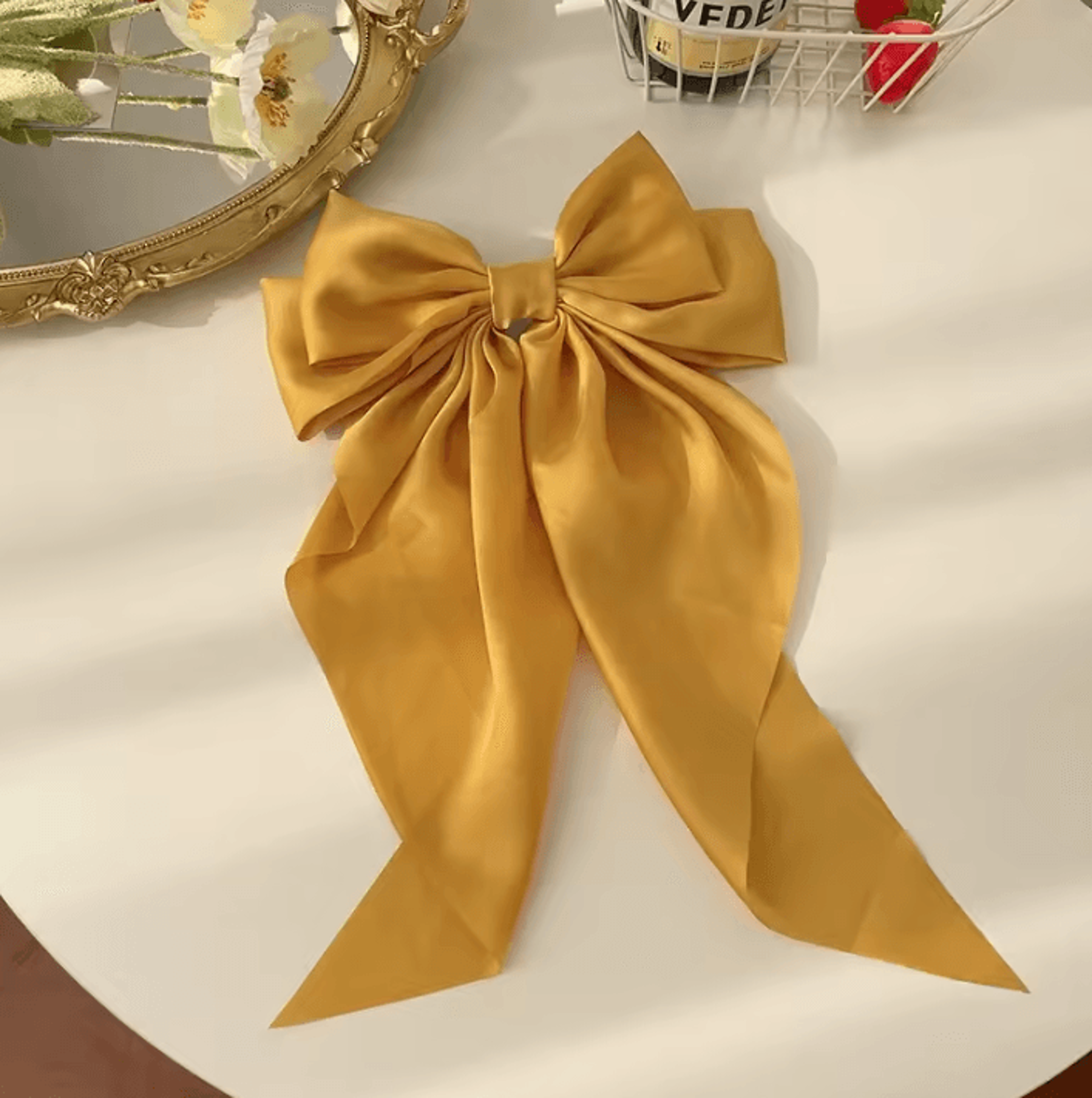Korean Hair Clips Big Bowknot Solid Satin Long Ribbon Hair Clips For Women And Girls 16