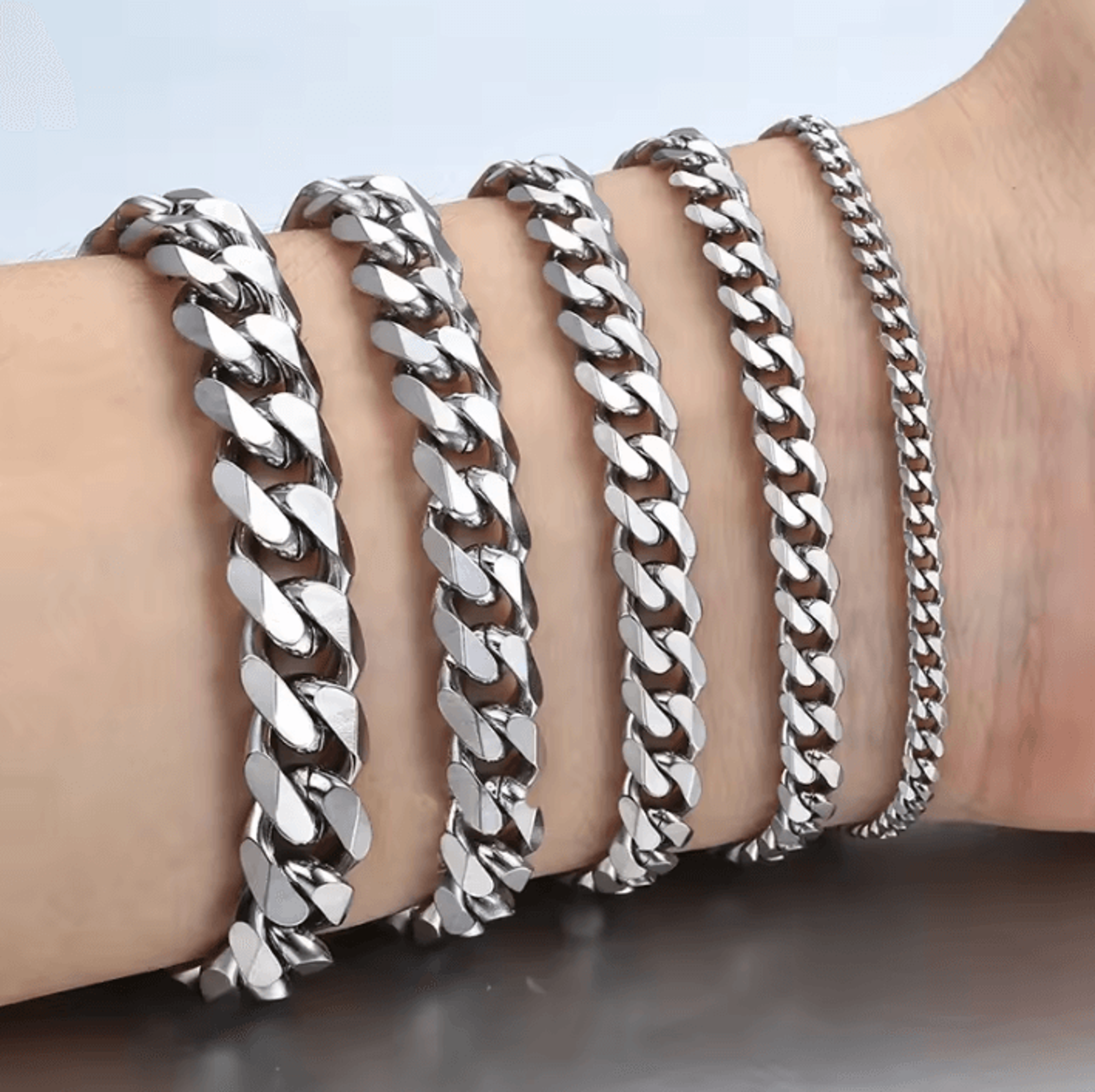 New Trendy Cuban Chain Bracelet  Classic Stainless Steel Chain Jewelry For Men And Women 4