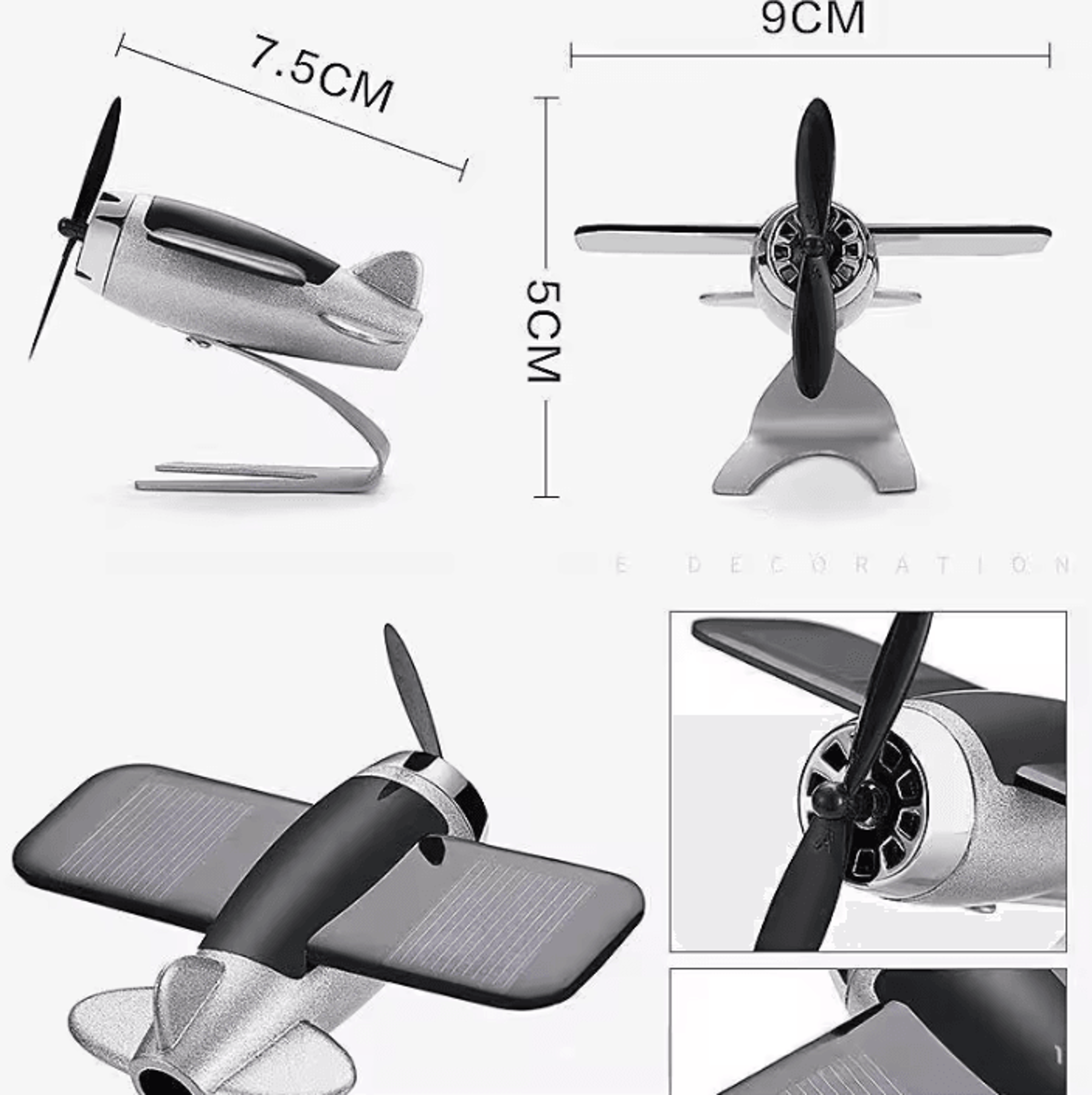 Unique Solar Airplane Car Decoration  Creative Car Dashboard Ornament And Desktop Gift For Men Wome 7