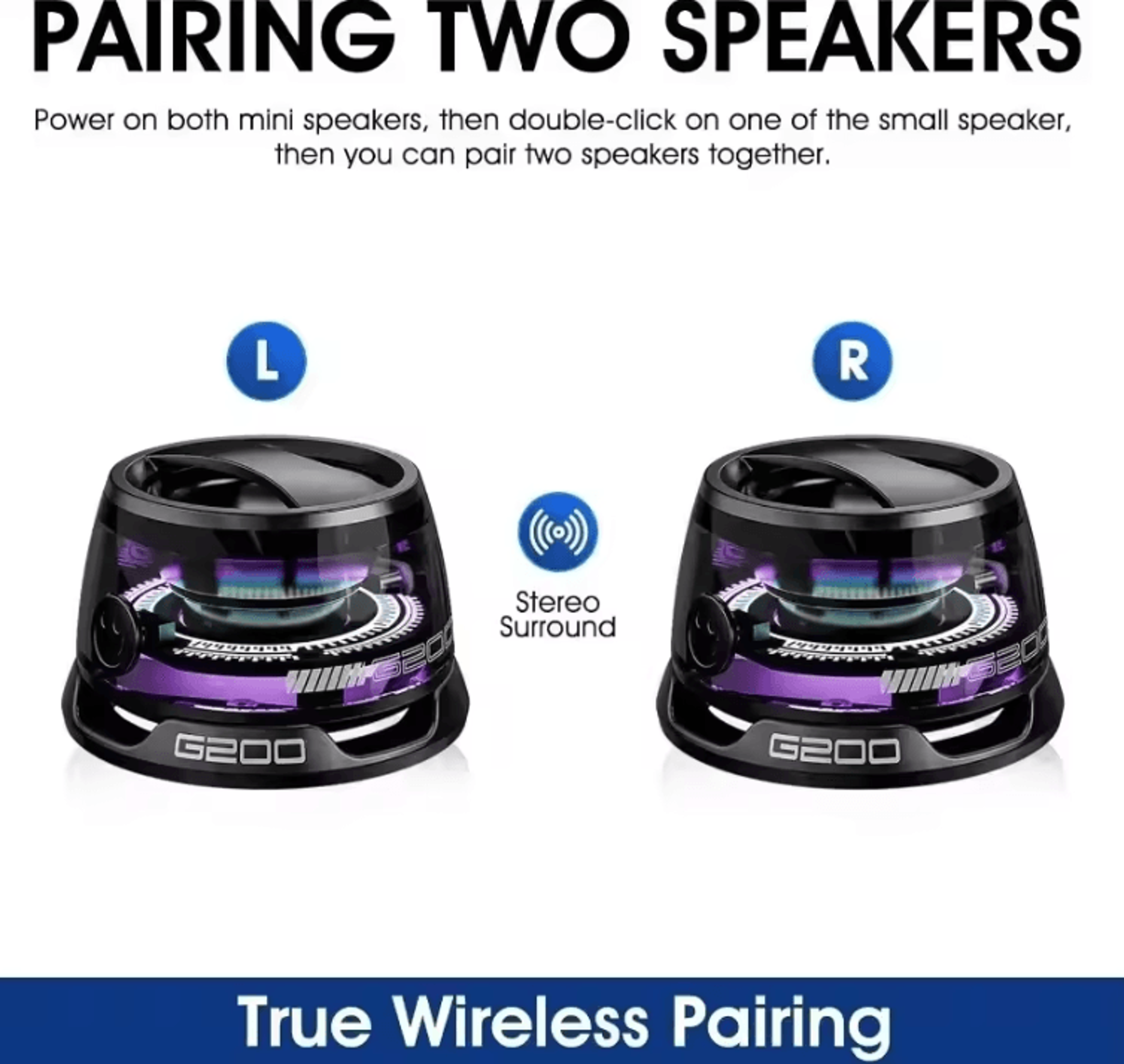 G200 Portable Bluetooth Speaker With Bluetooth 53 RGB Ambient Light Long Battery Life And Magnetic  4