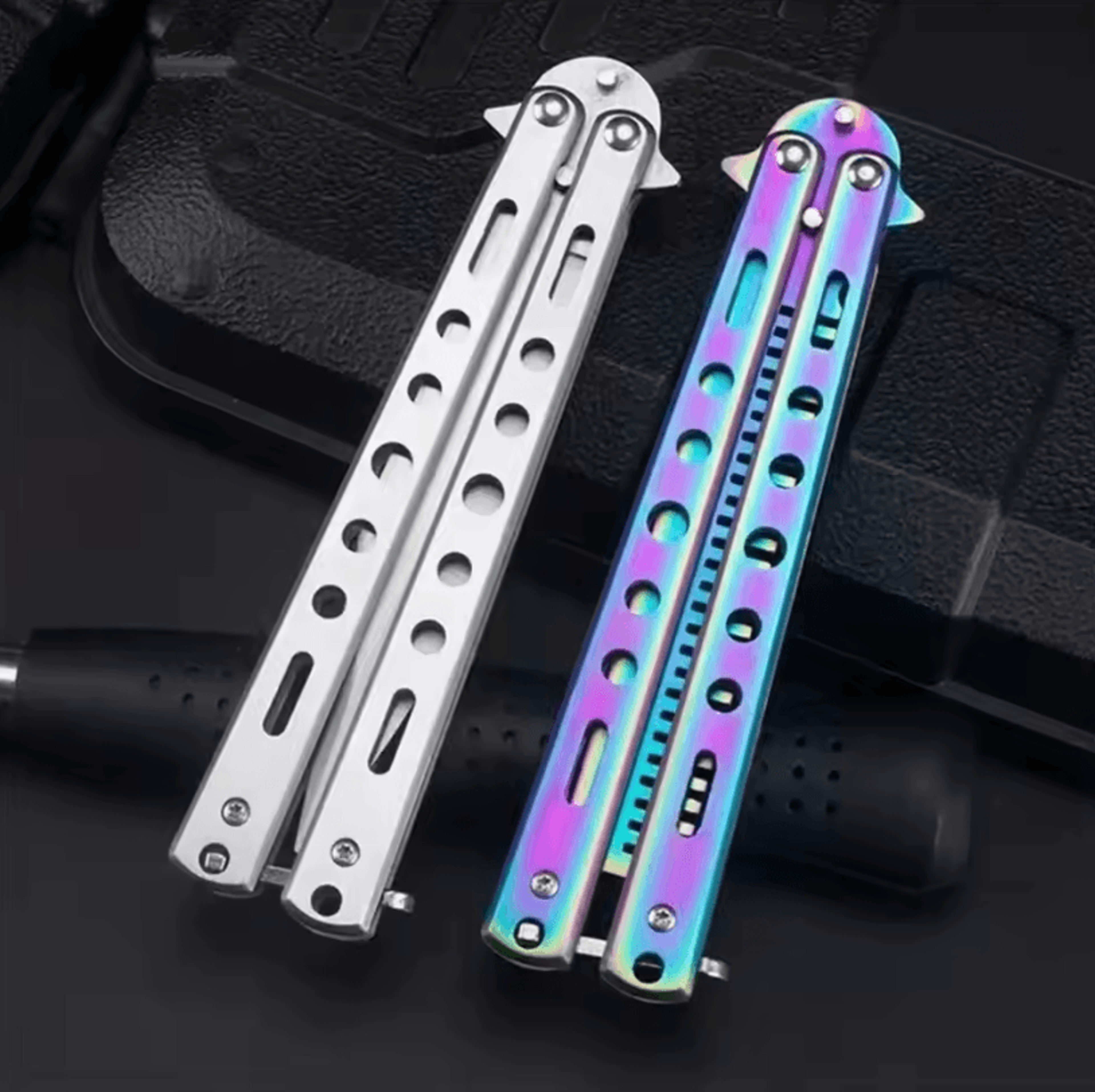 Foldable Stainless Steel Comb Butterfly Knife Style Grooming Tool For Beard And Moustache 1