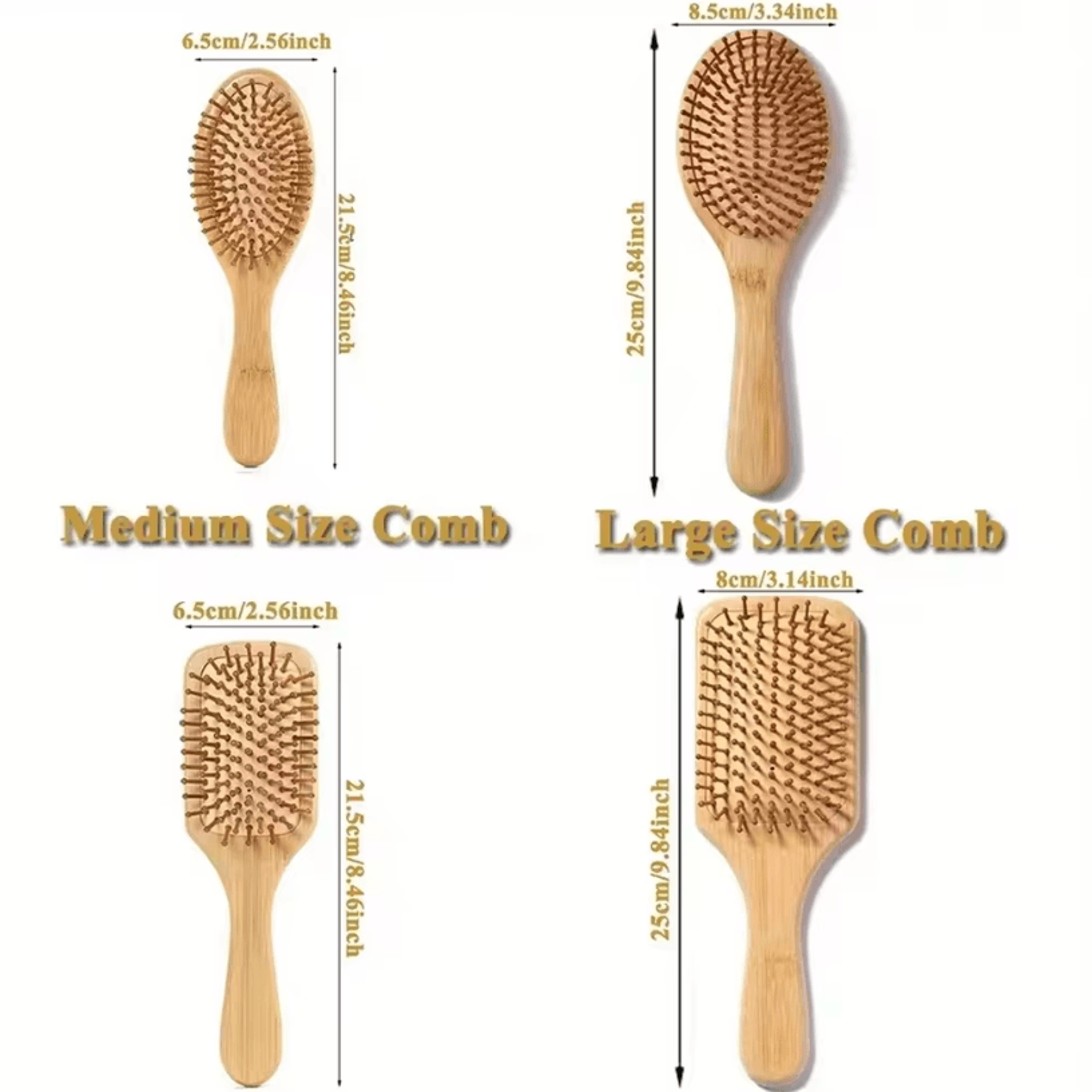 Marseilis Natural Bamboo Paddle Comb With Air Cushion For Scalp Massage AntiStatic Tangle Free Comb 4