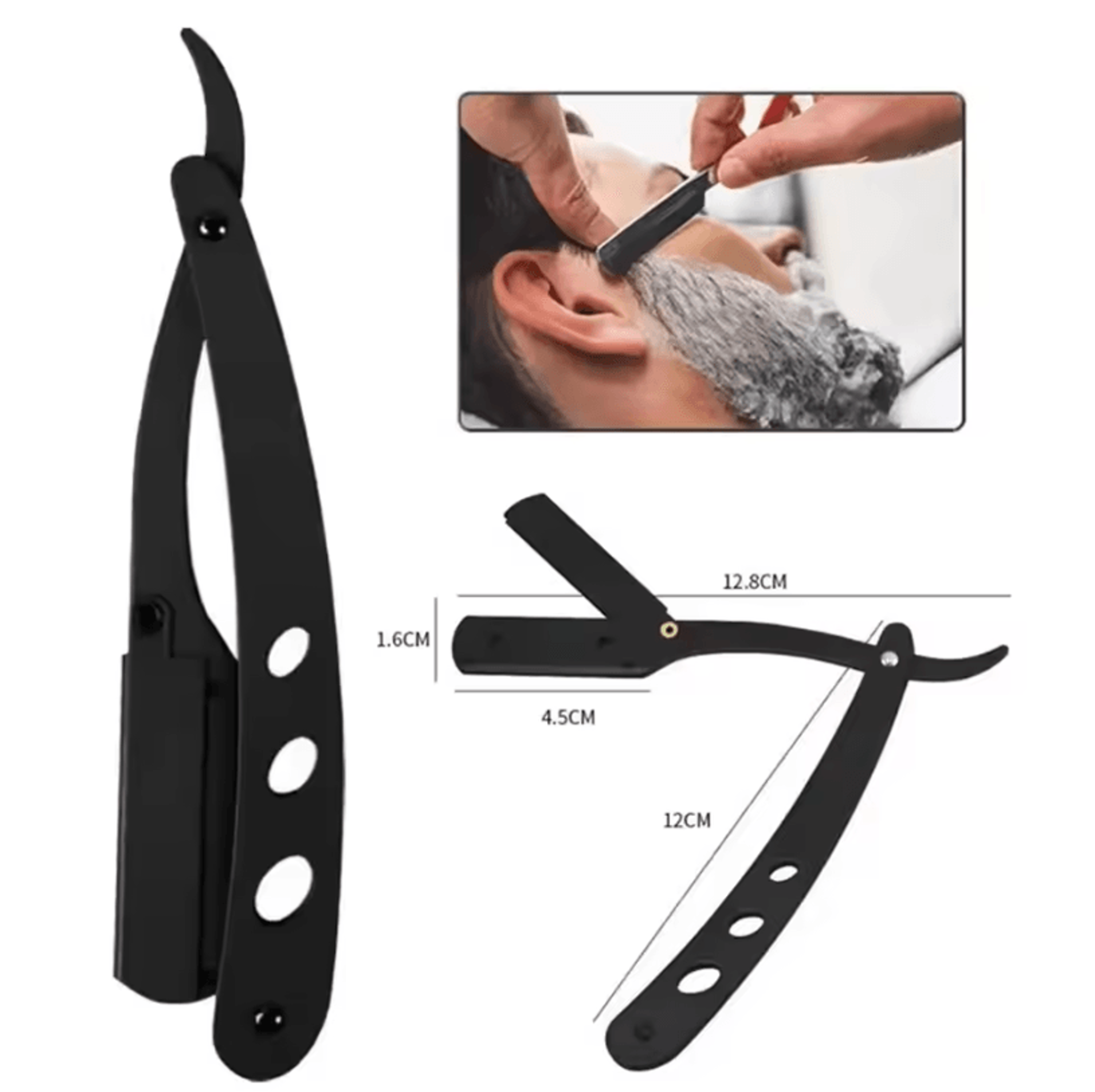 Barbershop AllSteel Razor Stainless Steel Trimmer Manual Knife With Razor Knife Holder For Hair And 3