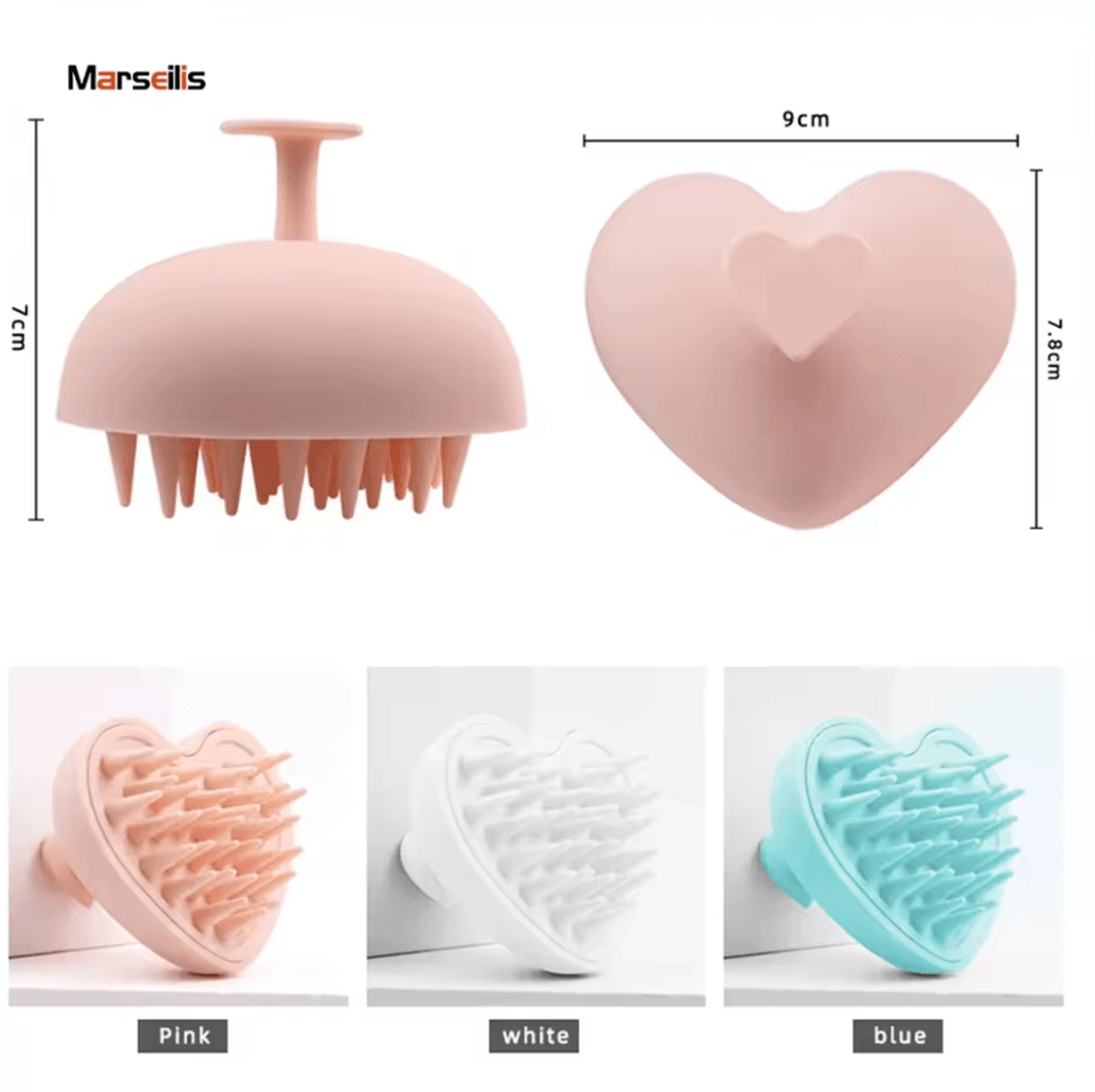 Soft Silicone Shampoo Brush 3D HeartShape Scalp Massager For Hair Washing And Styling  Dual Use For 5