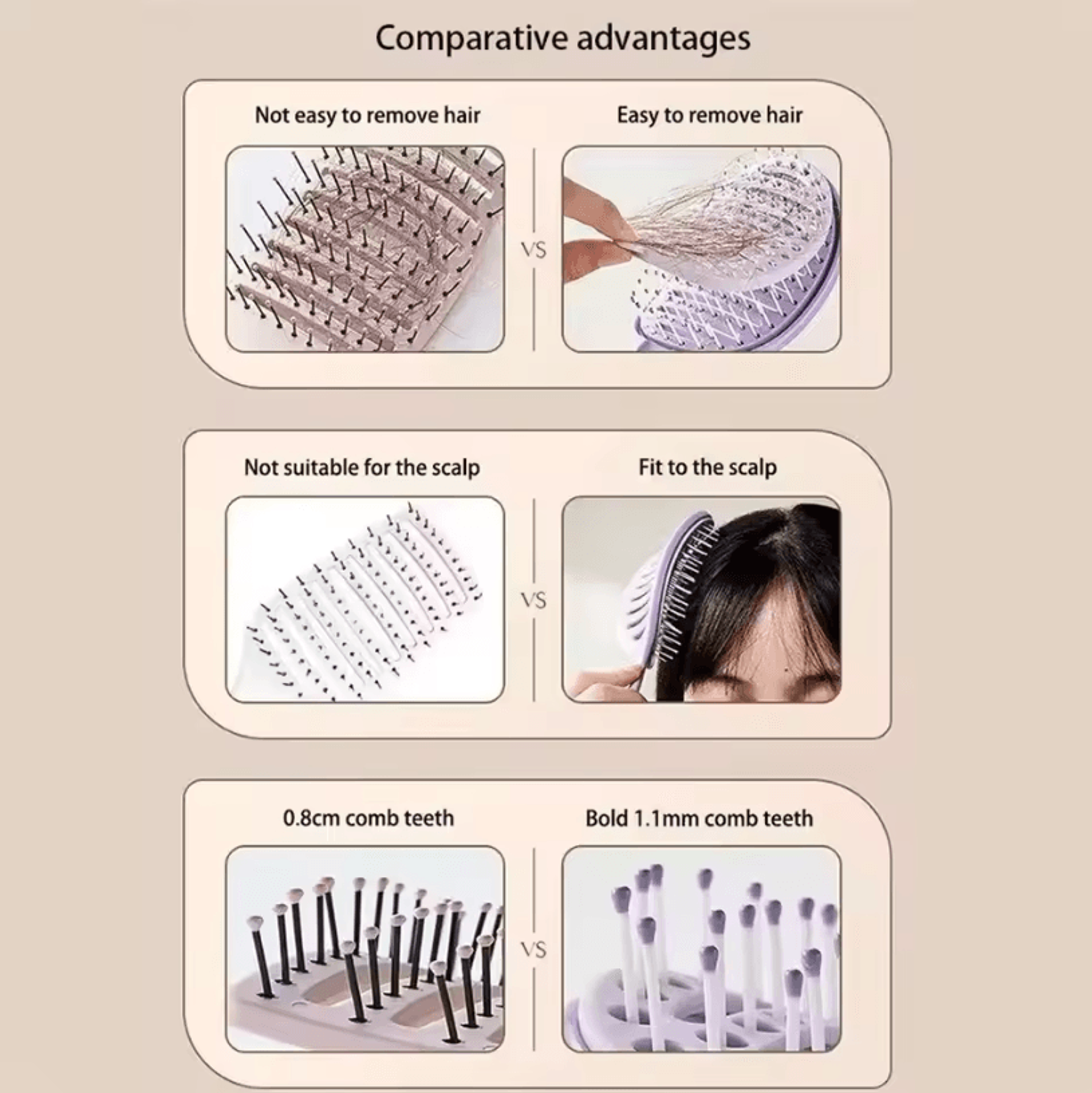 SelfCleaning Hairbrush  Scalp Massager AntiFrizz Volumizing Brush Portable Hair Styling Tool For Sm 3