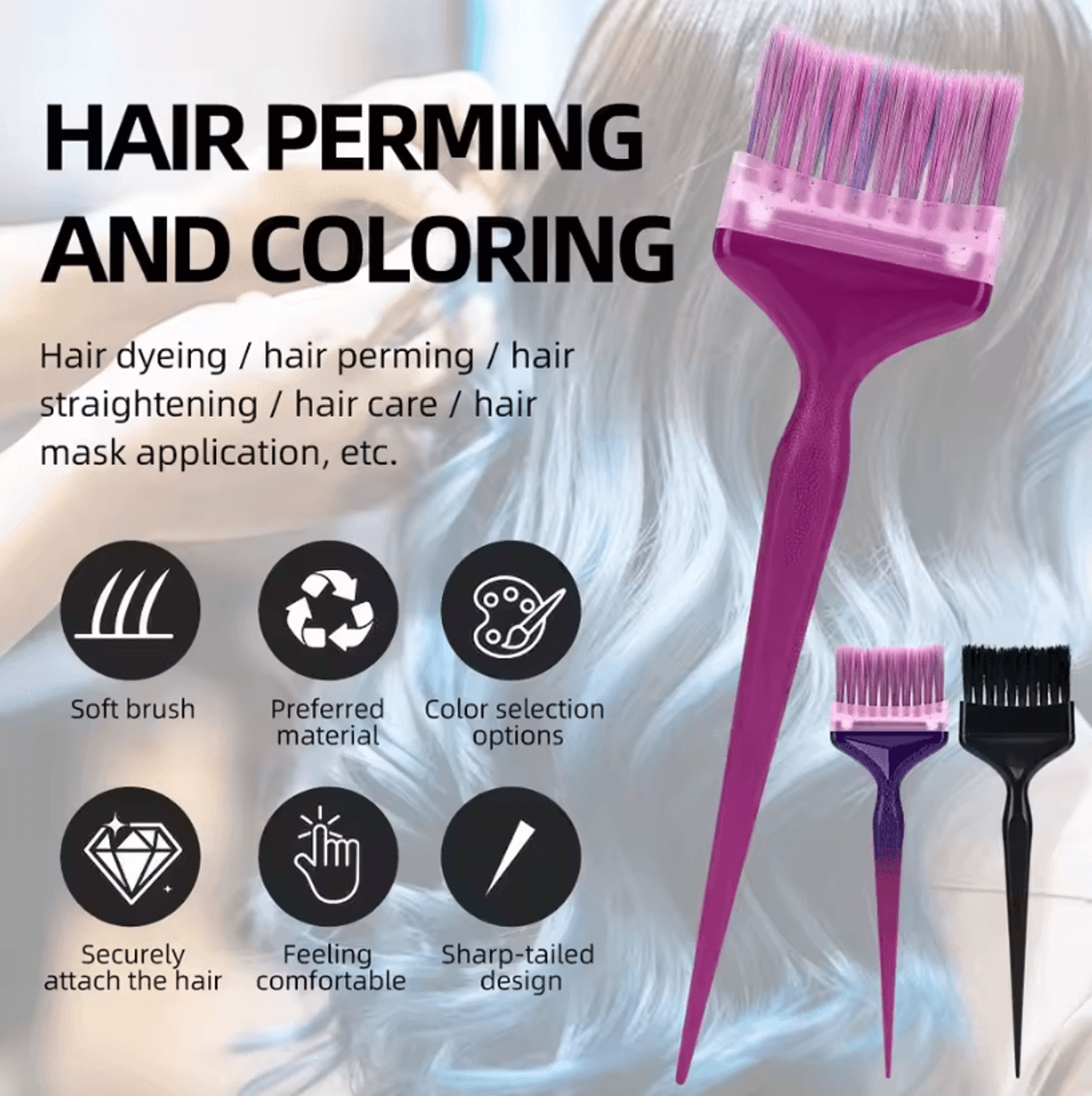Professional Hair Dye Brush With 8 Replaceable Heads For Salon And Barber Color Application 0