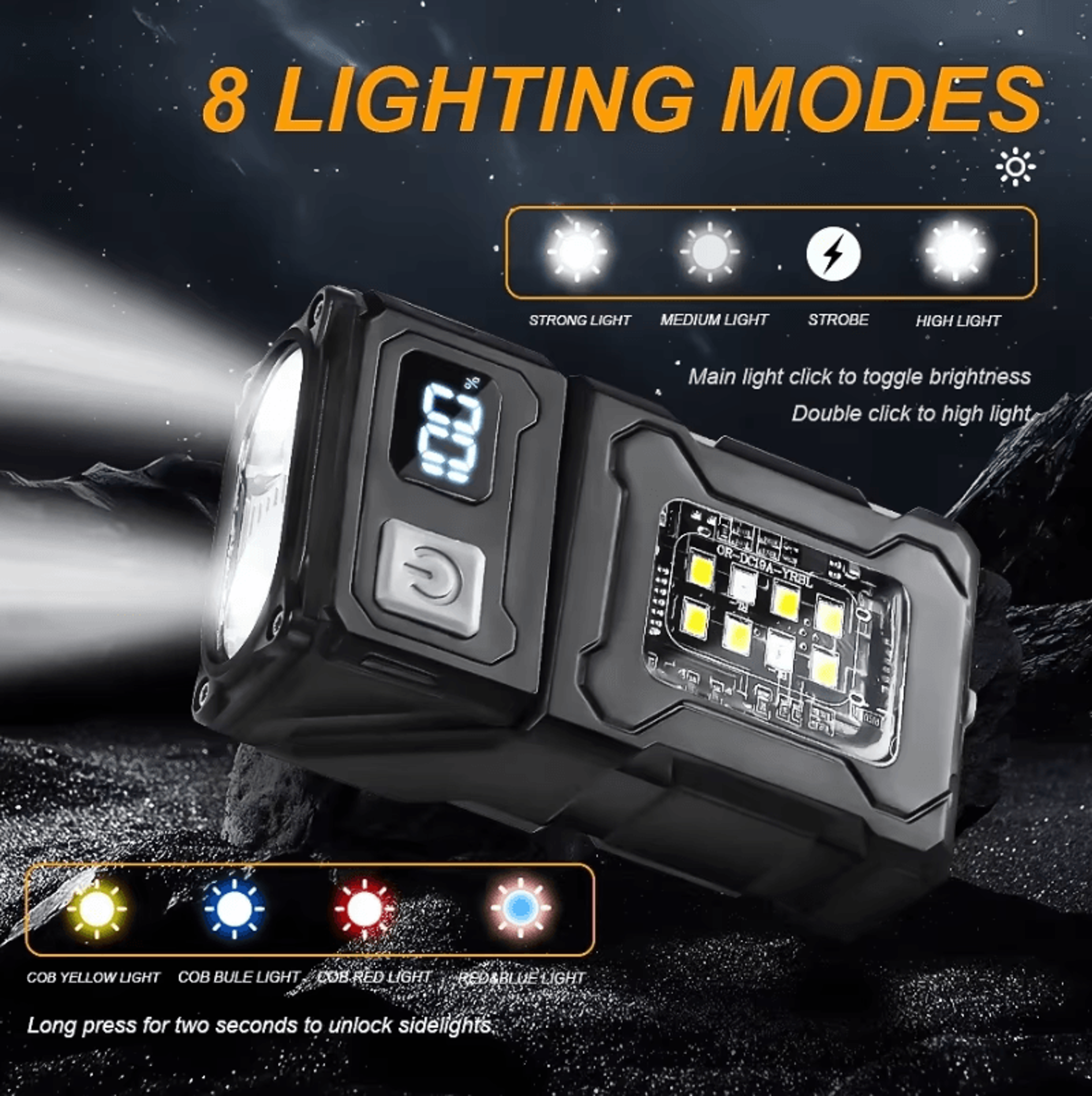 Mini USB Rechargeable LED Flashlight With Magnetic Tail And COB Emergency Light 2