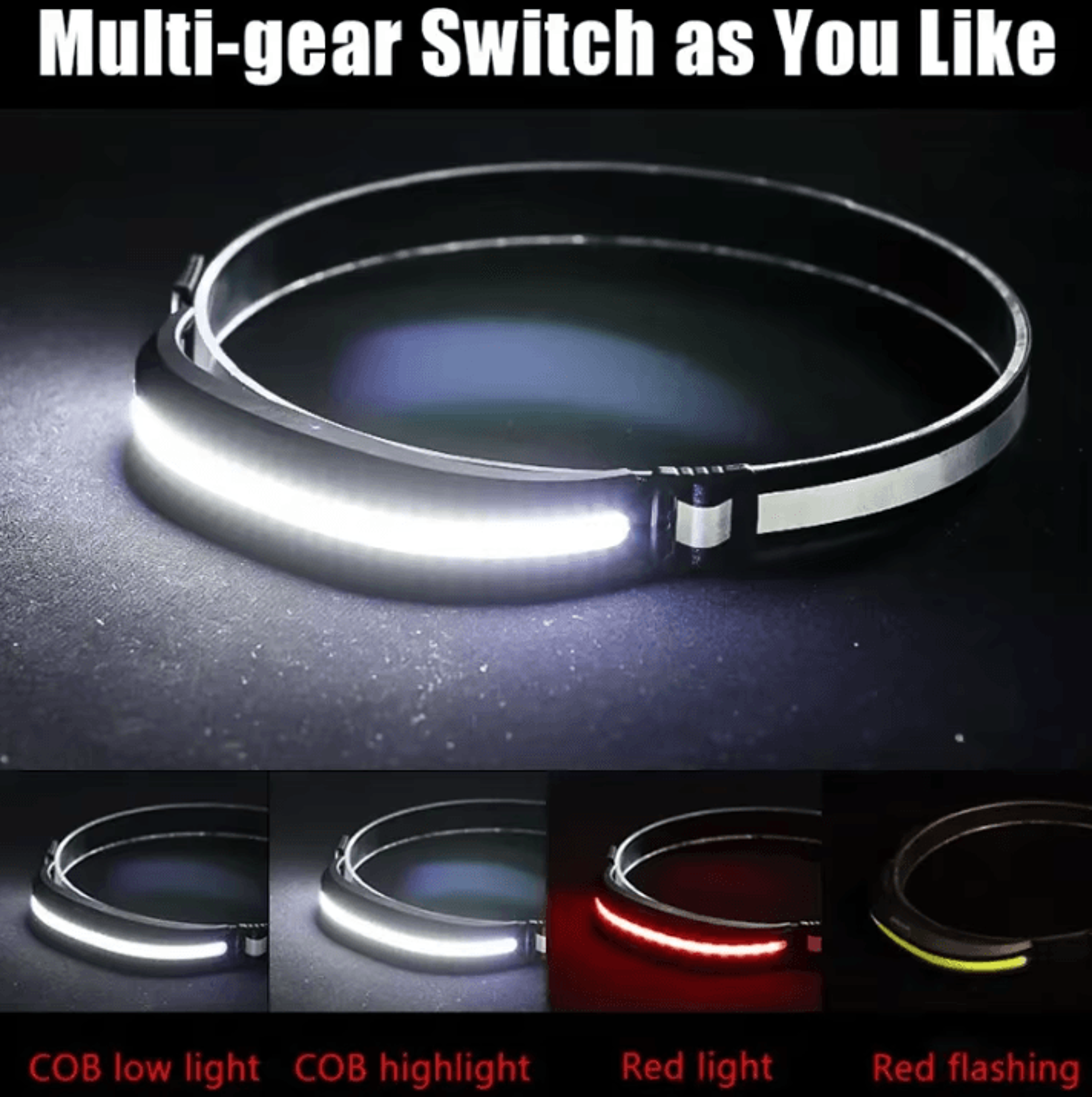 Portable Rechargeable COB Headlamp With Red And White Light For Outdoor Camping And Night Running 5