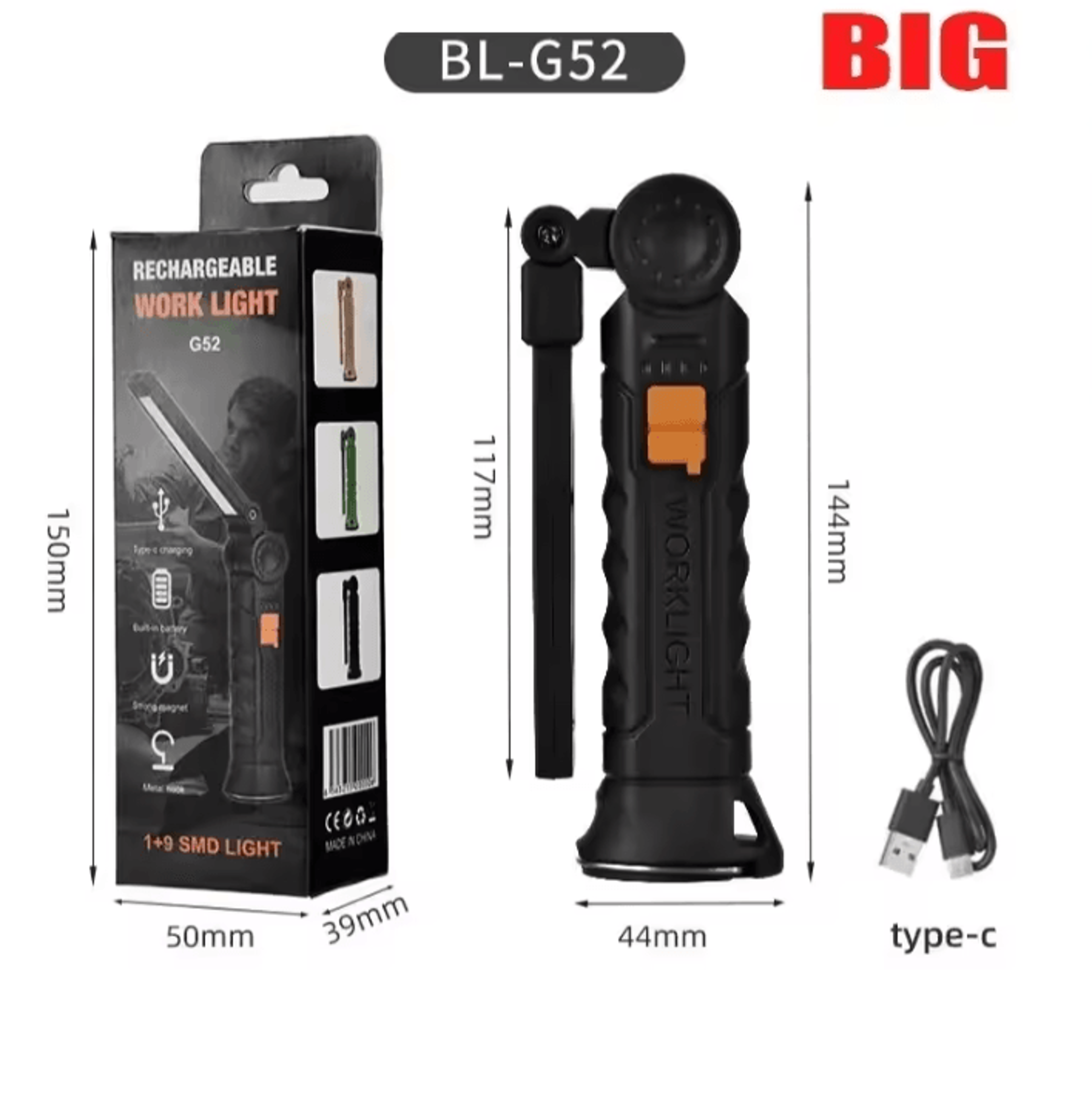 Rechargeable COB LED Work Light With Magnetic Hook USB Inspection Lamp And Power Bank Torch 7