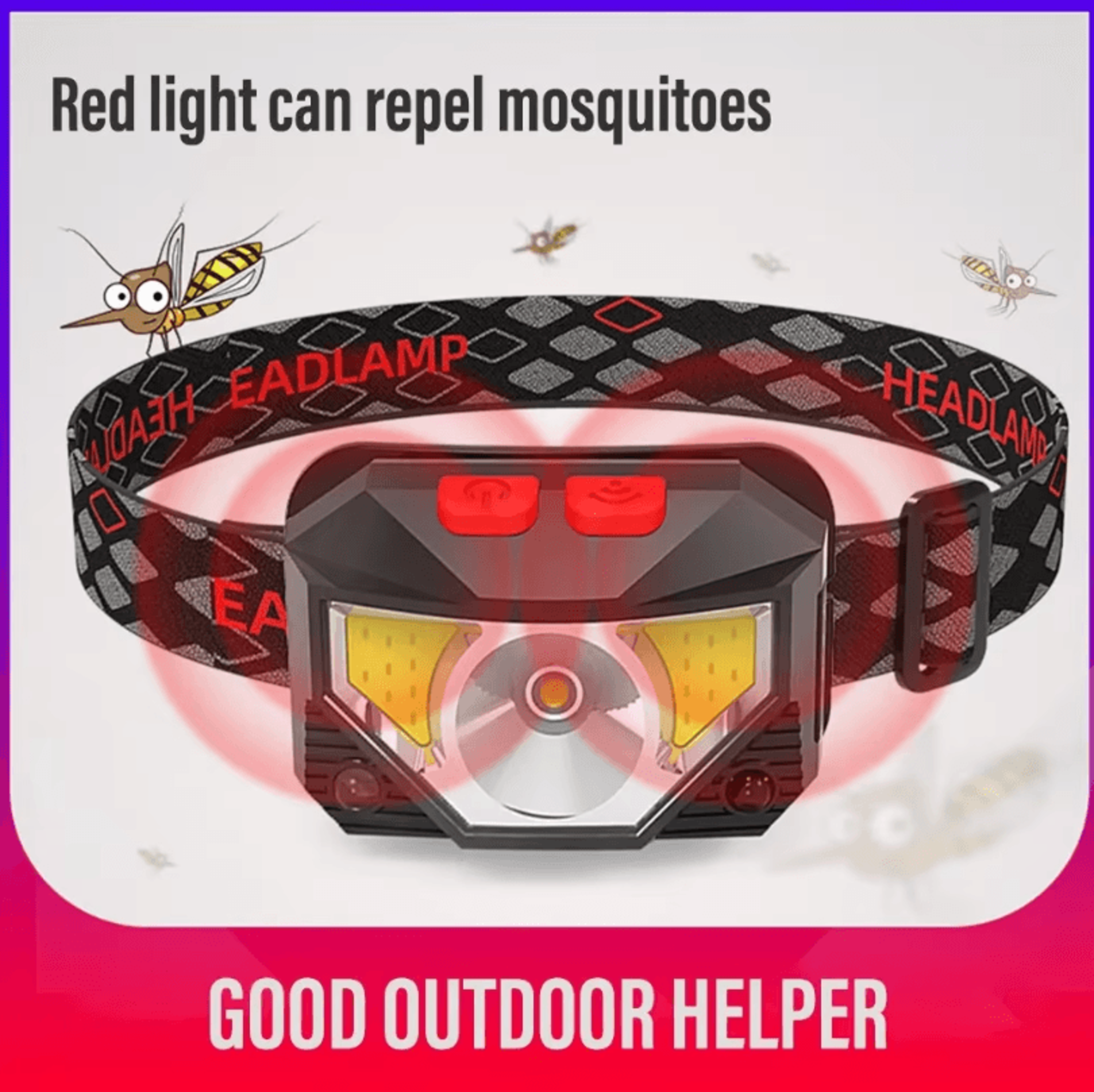 Rechargeable LED Headlamp With COB Sensor White And Red Light 8 Modes For Fishing And Outdoor Use 2