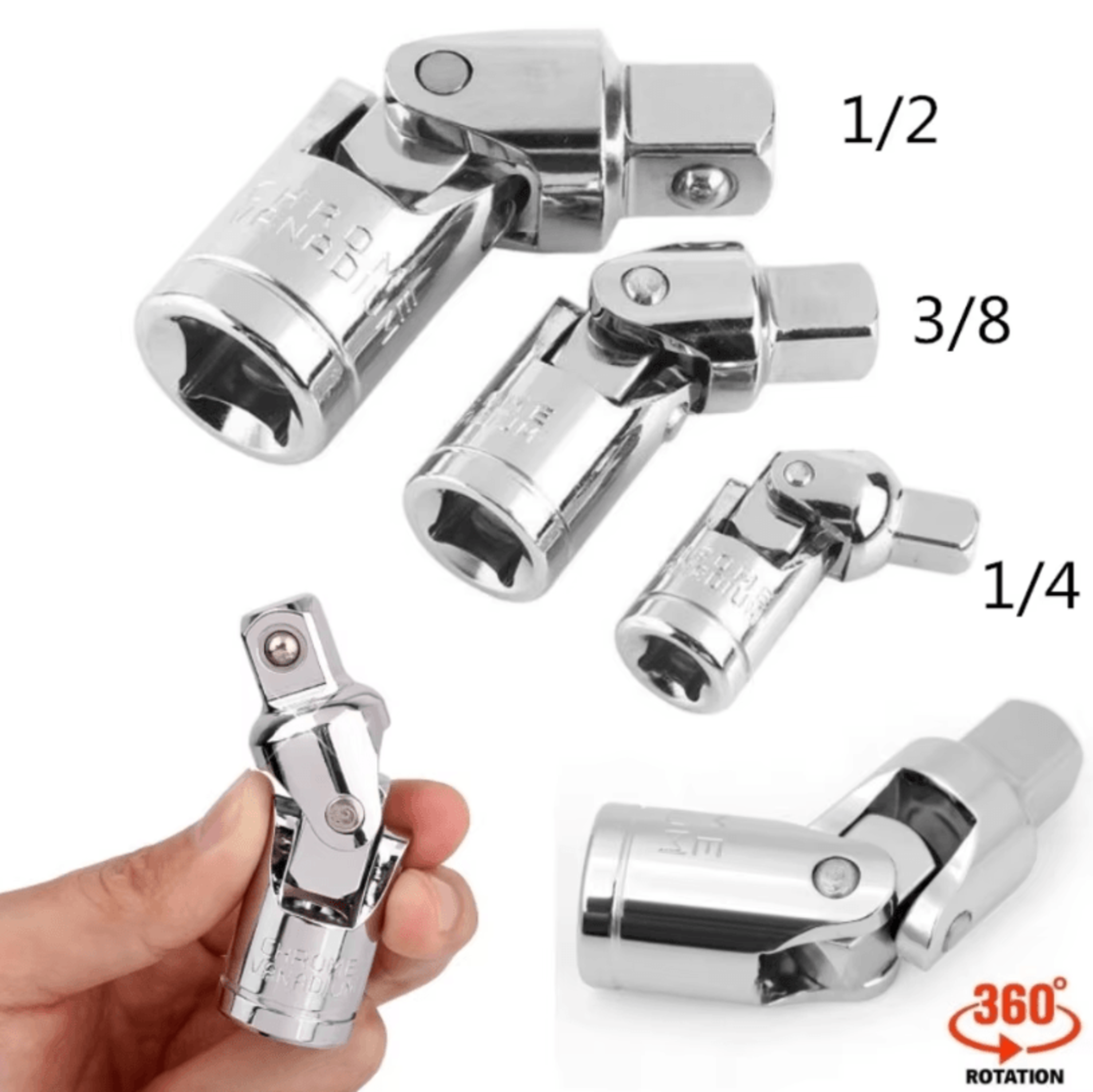 Swivel Universal Joint Air Impact Sockets For 14 38 And 12 Inch Drive Tools 0