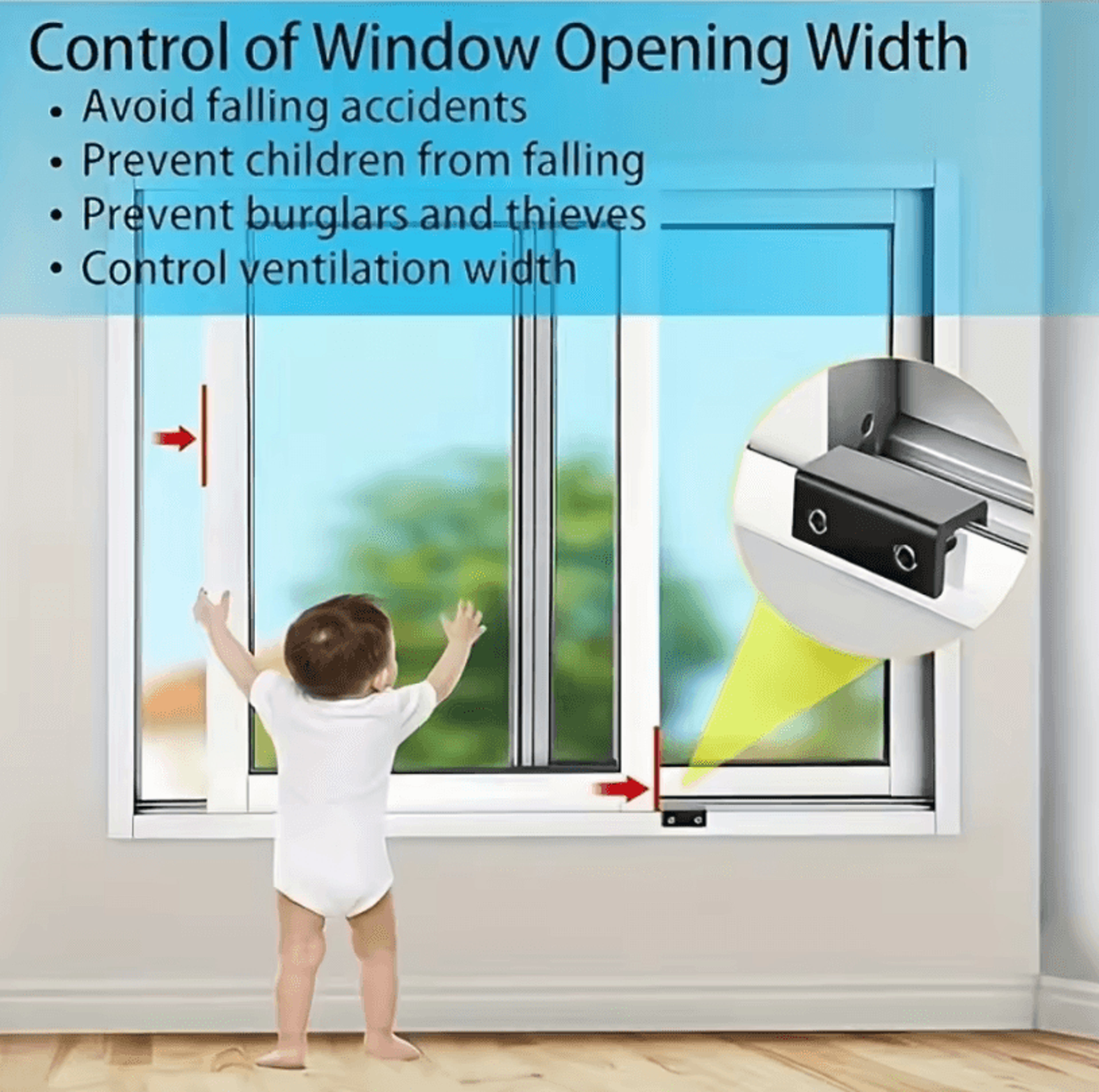 Adjustable Aluminum Window Lock Stopper For Vertical And Horizontal Windows NoDrill Installation 1