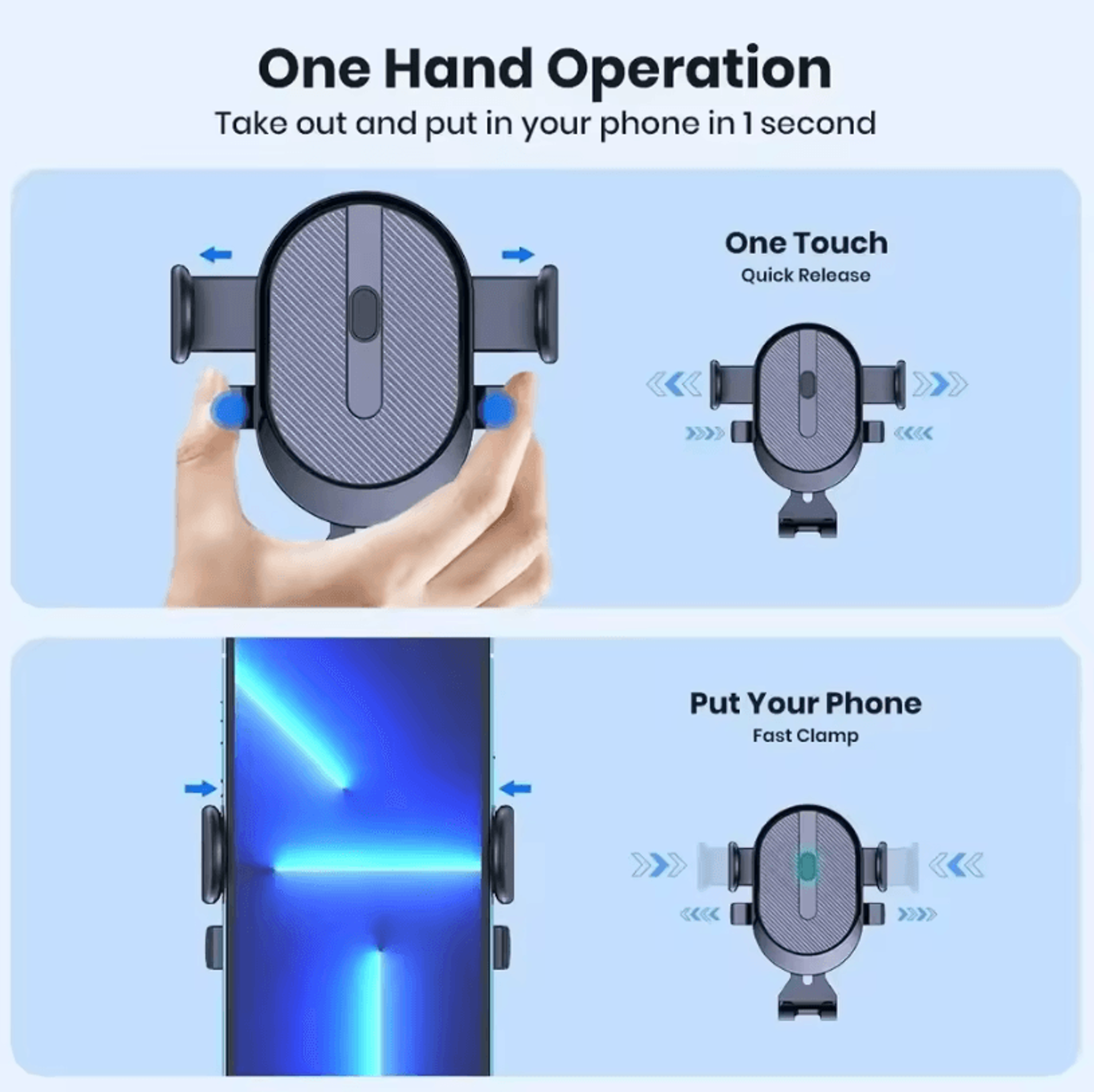 Gravity Car Phone Holder With 360 Rotation For Air Vent Mount And OneHand Placement 3