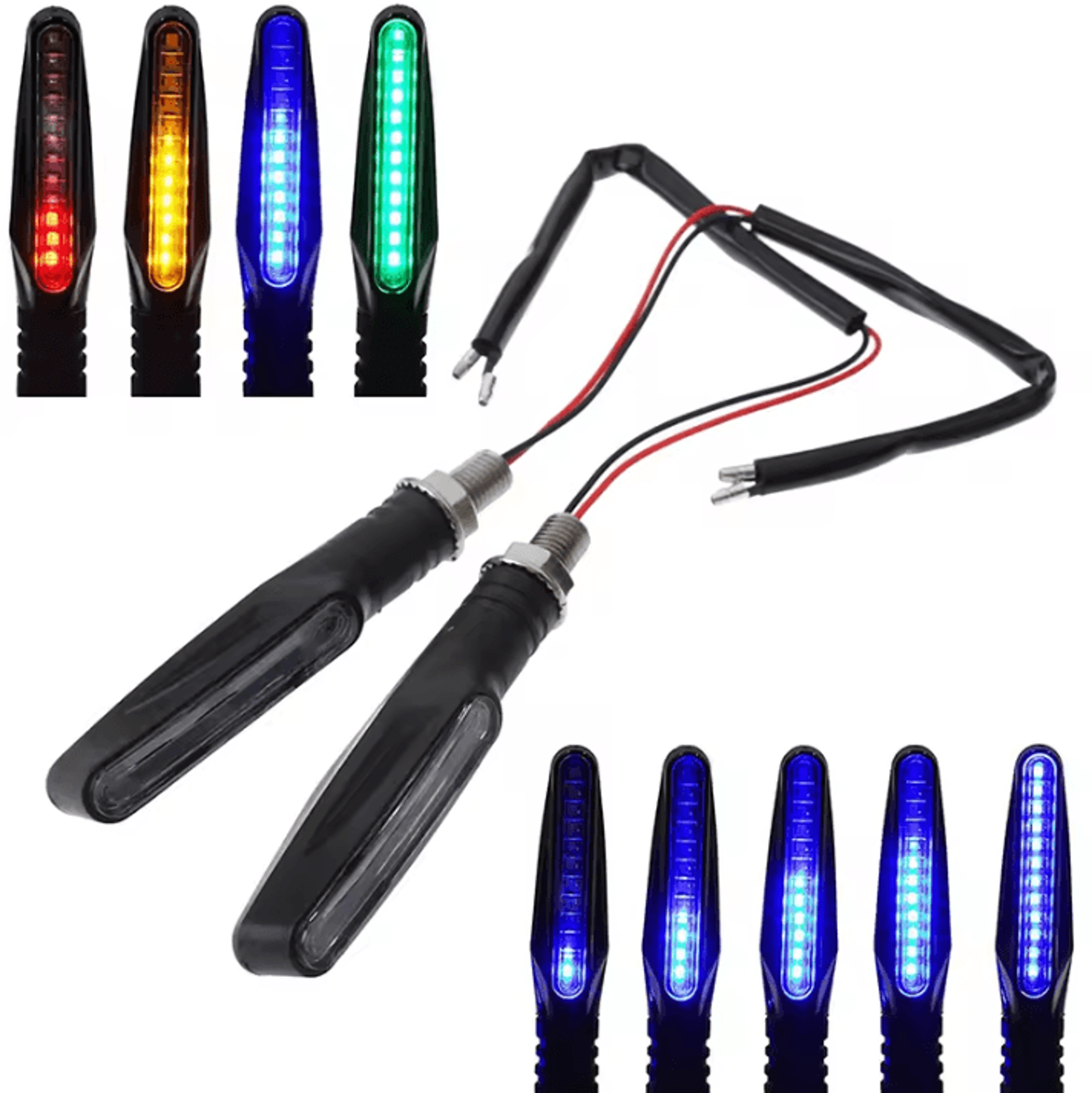 Universal LED Motorcycle Turn Signal Lights 12V Waterproof Amber Blinker Set 0