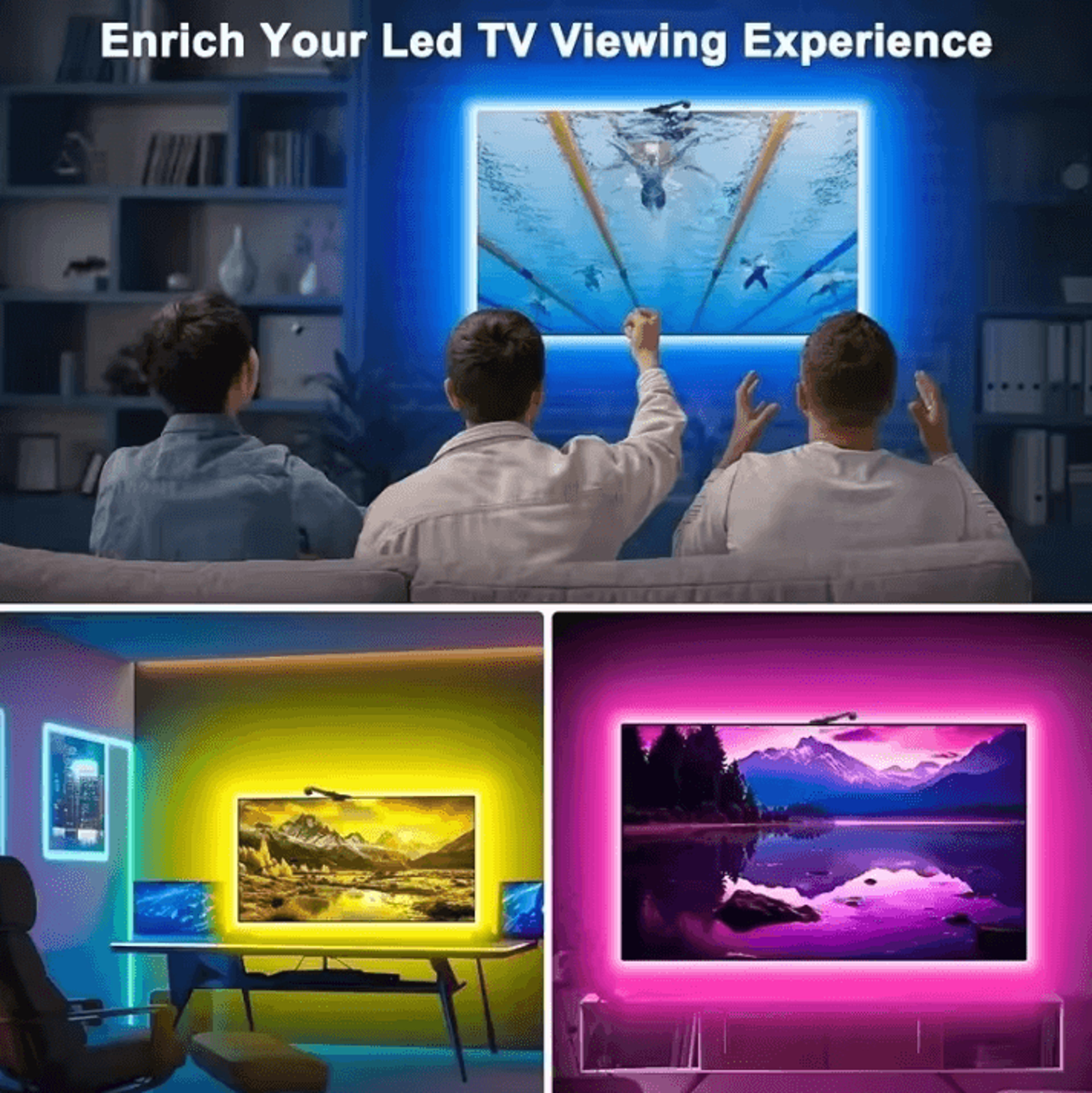 PCTV Led Backlight RGBIC LED Strip Light With Color Picking Sensor App Control Music Sync Smart RGB 1