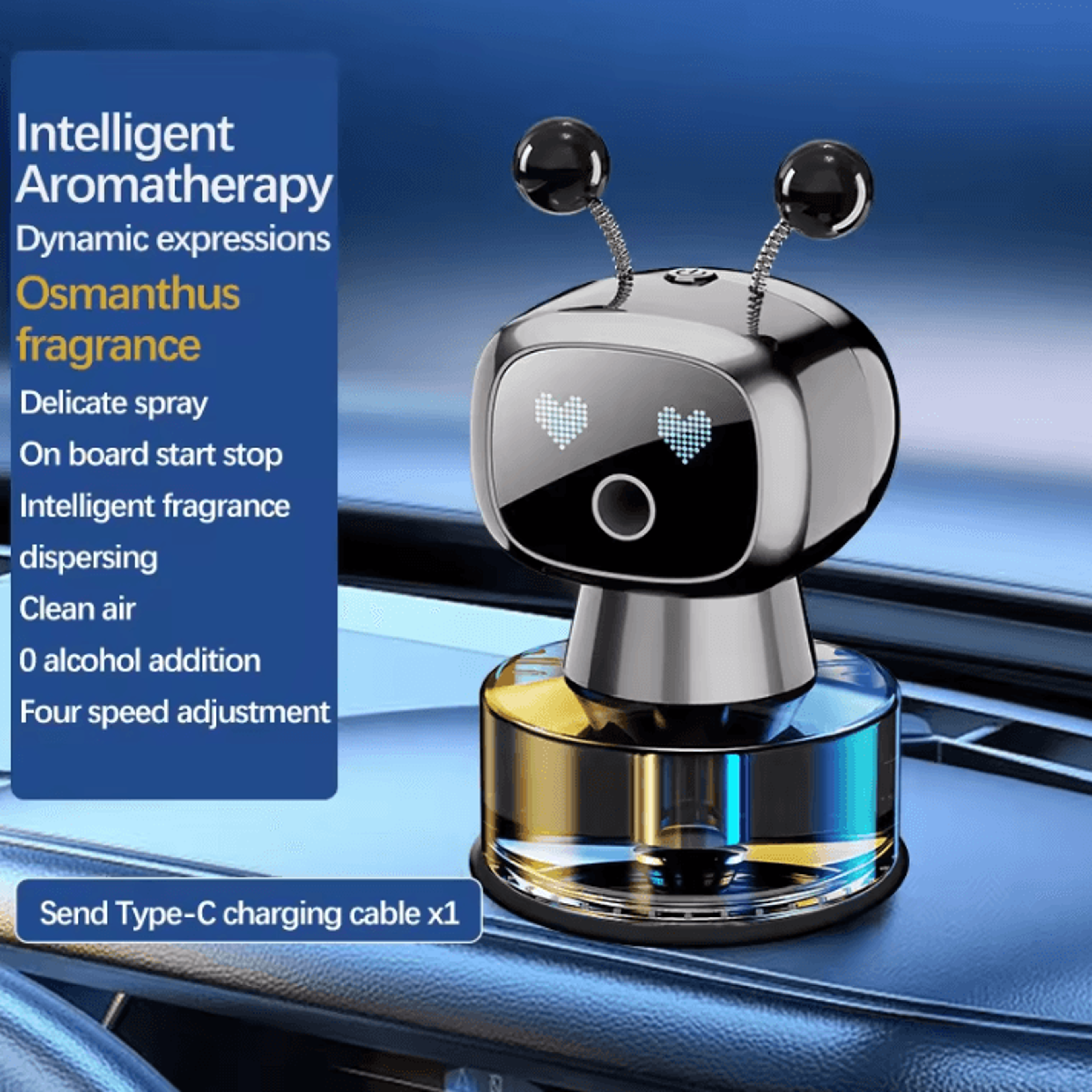 Smart Car Air Freshener  Rechargeable Aroma Diffuser With AI Sensing And 4 Adjustable Levels 8