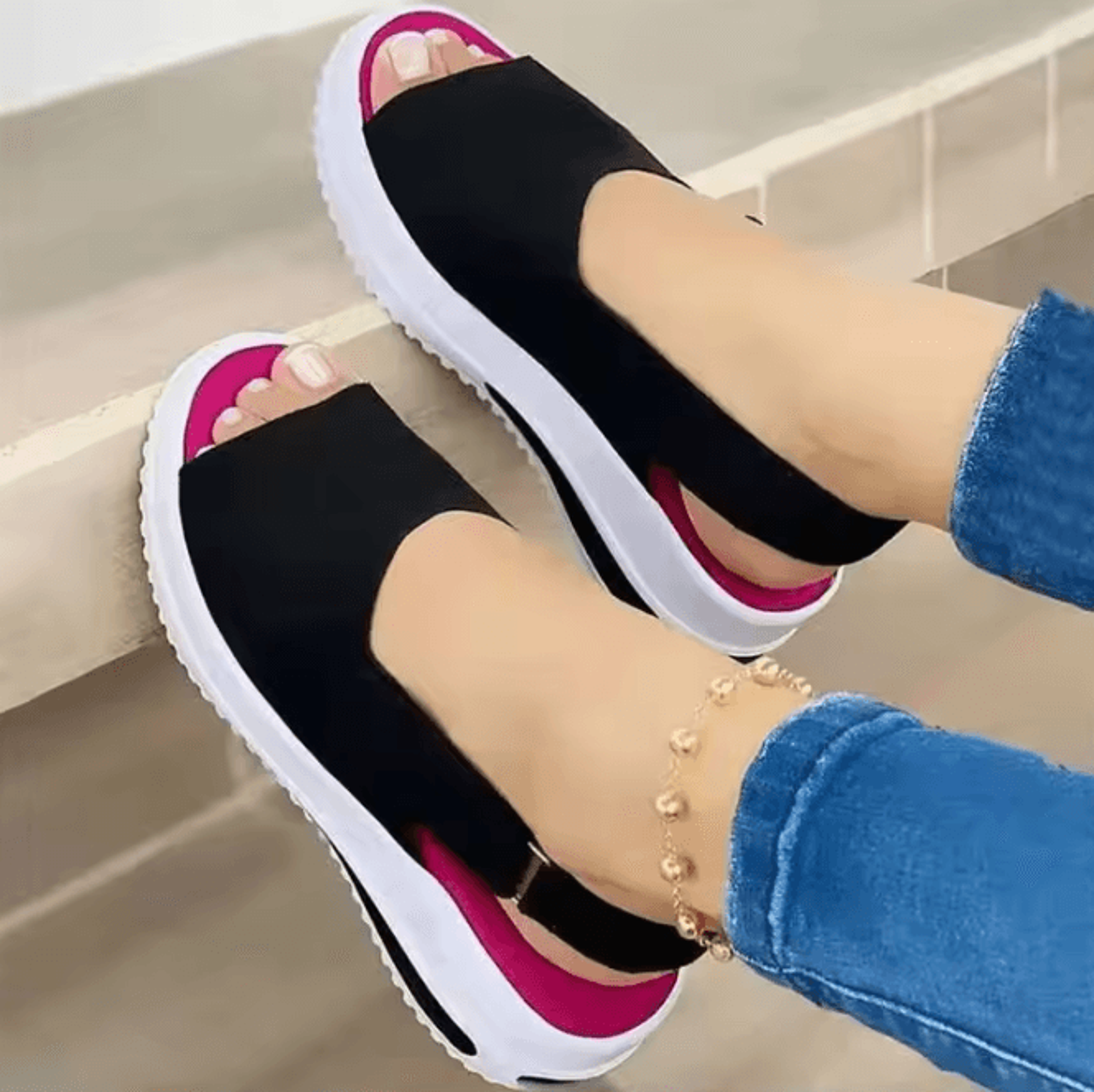 Womens Peep Toe Lightweight Summer Sandals  Breathable NonSlip Fashion Footwear 5