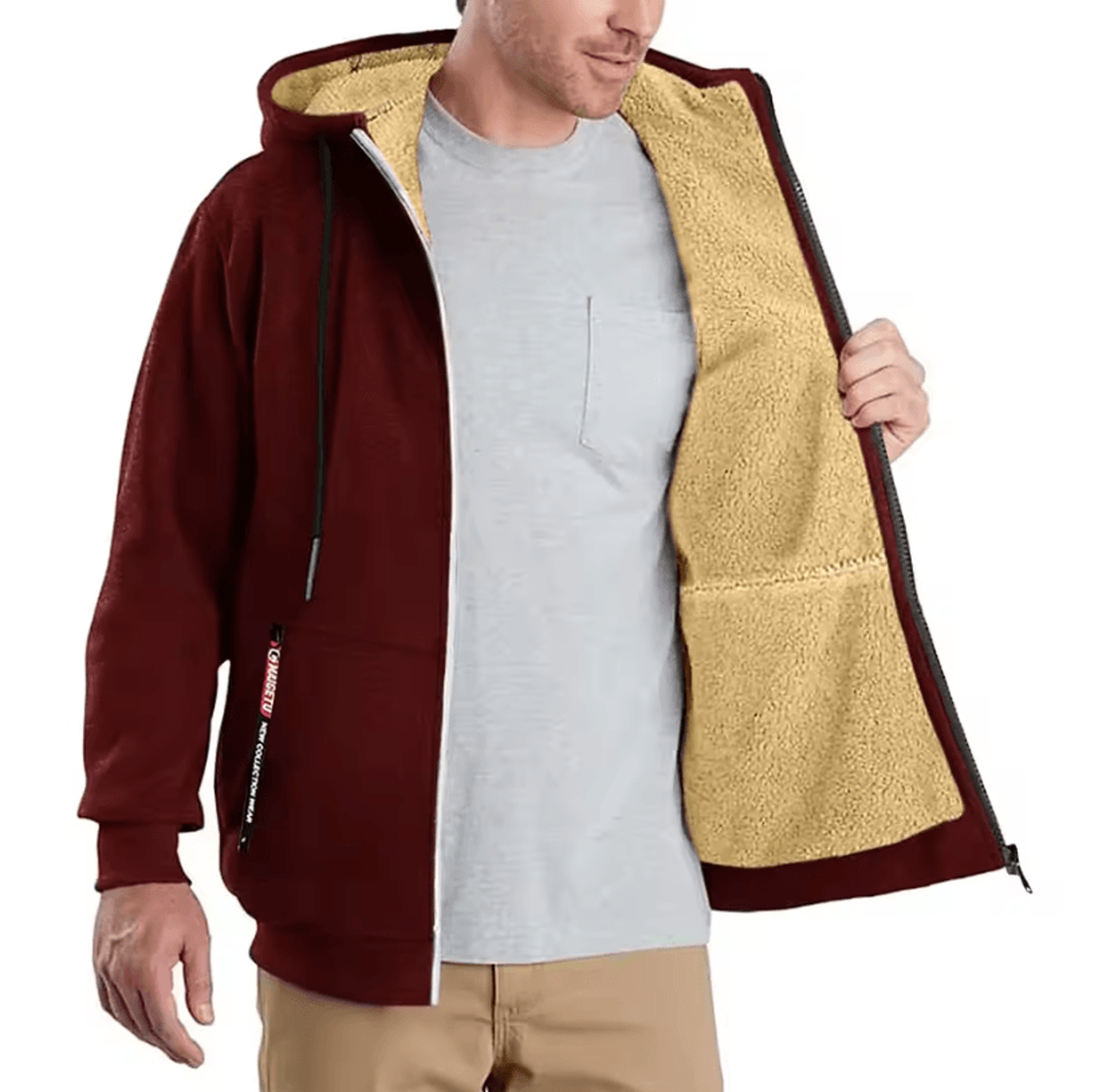 Mens Full Zip Fleece Hoodie  Casual Outdoor Sports And Streetwear Jacket 3
