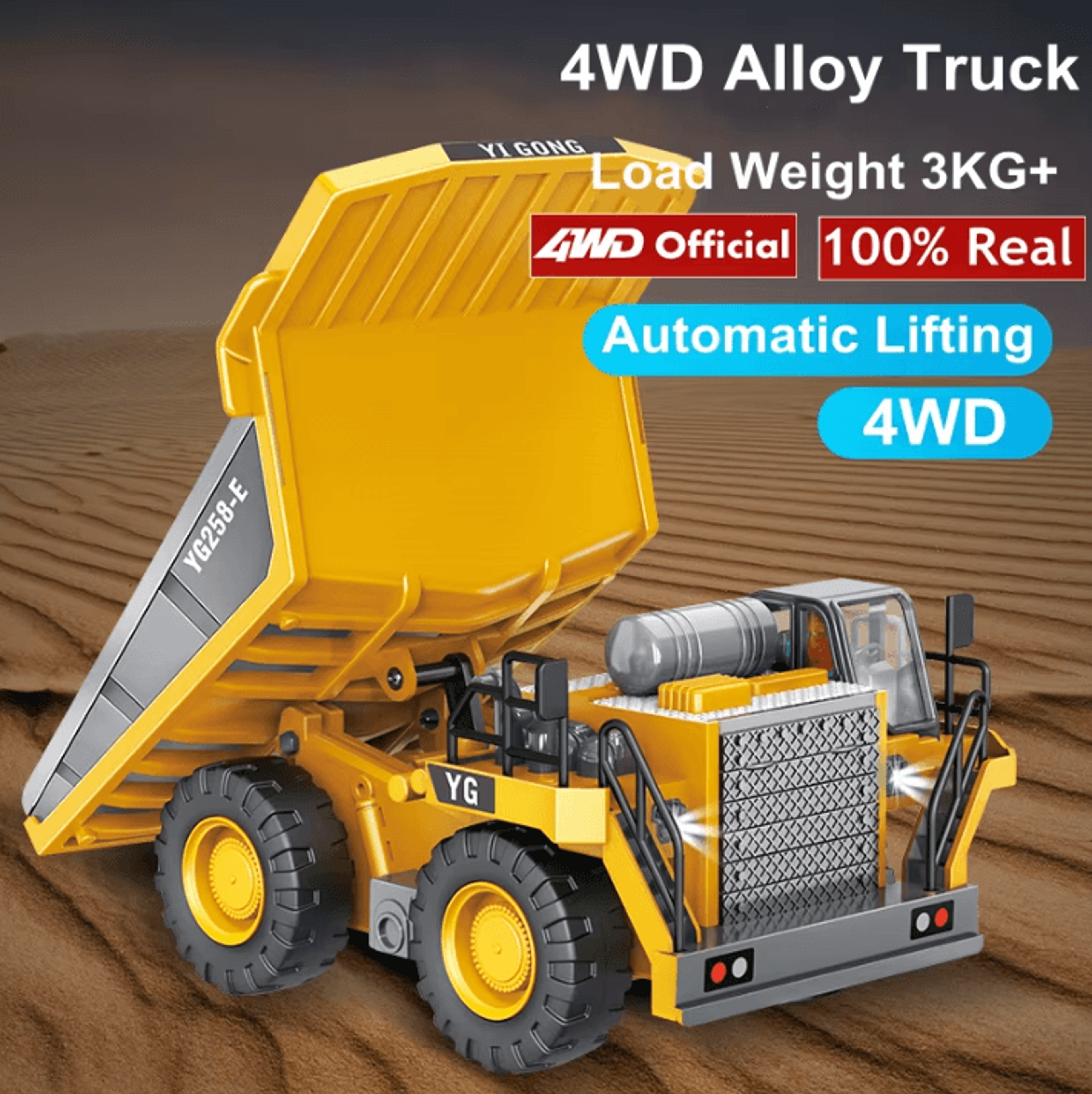 4WD Remote Control Excavator And Bulldozer RC Construction Vehicle Toy  Alloy Dump Truck For Kids 3