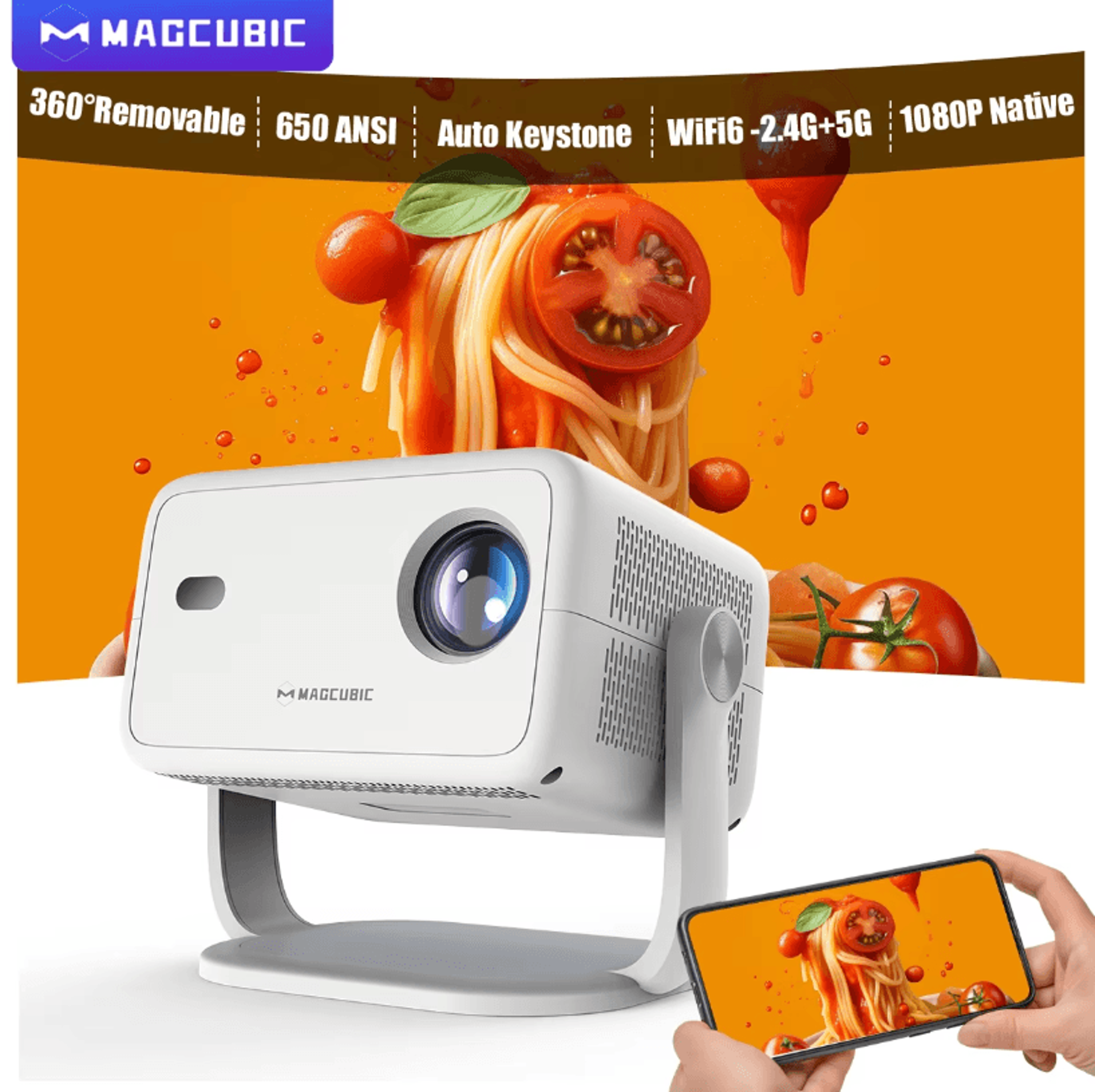 Magcubic 8K L018 Android 14 Portable Projector  650ANSI 1080P With Auto Focus Keystone WiFi6 And BT 0