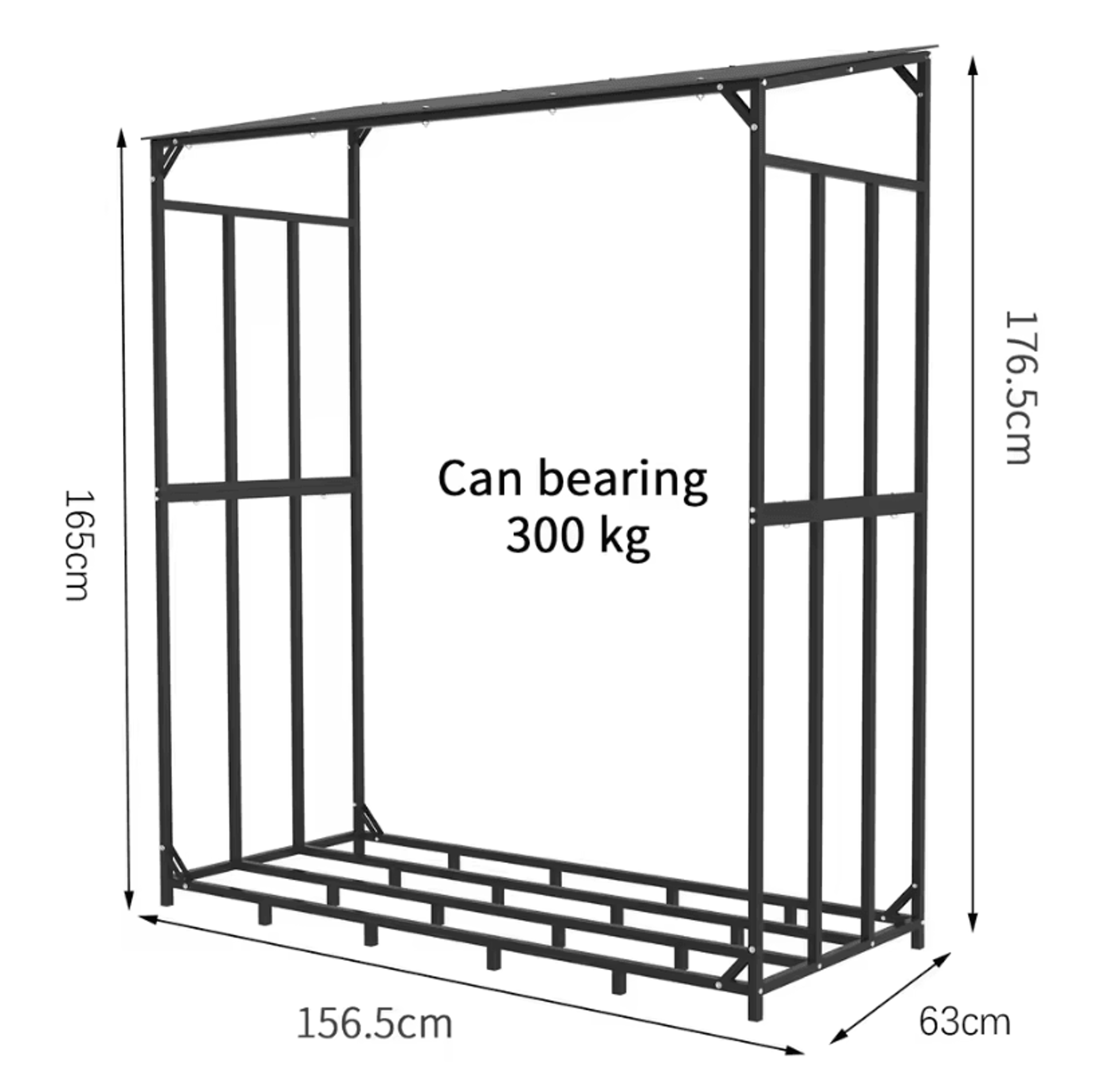 Heavy Duty Outdoor Firewood Storage Log Rack Metal Firewood Stand With Top Cover Rust Resistant 5