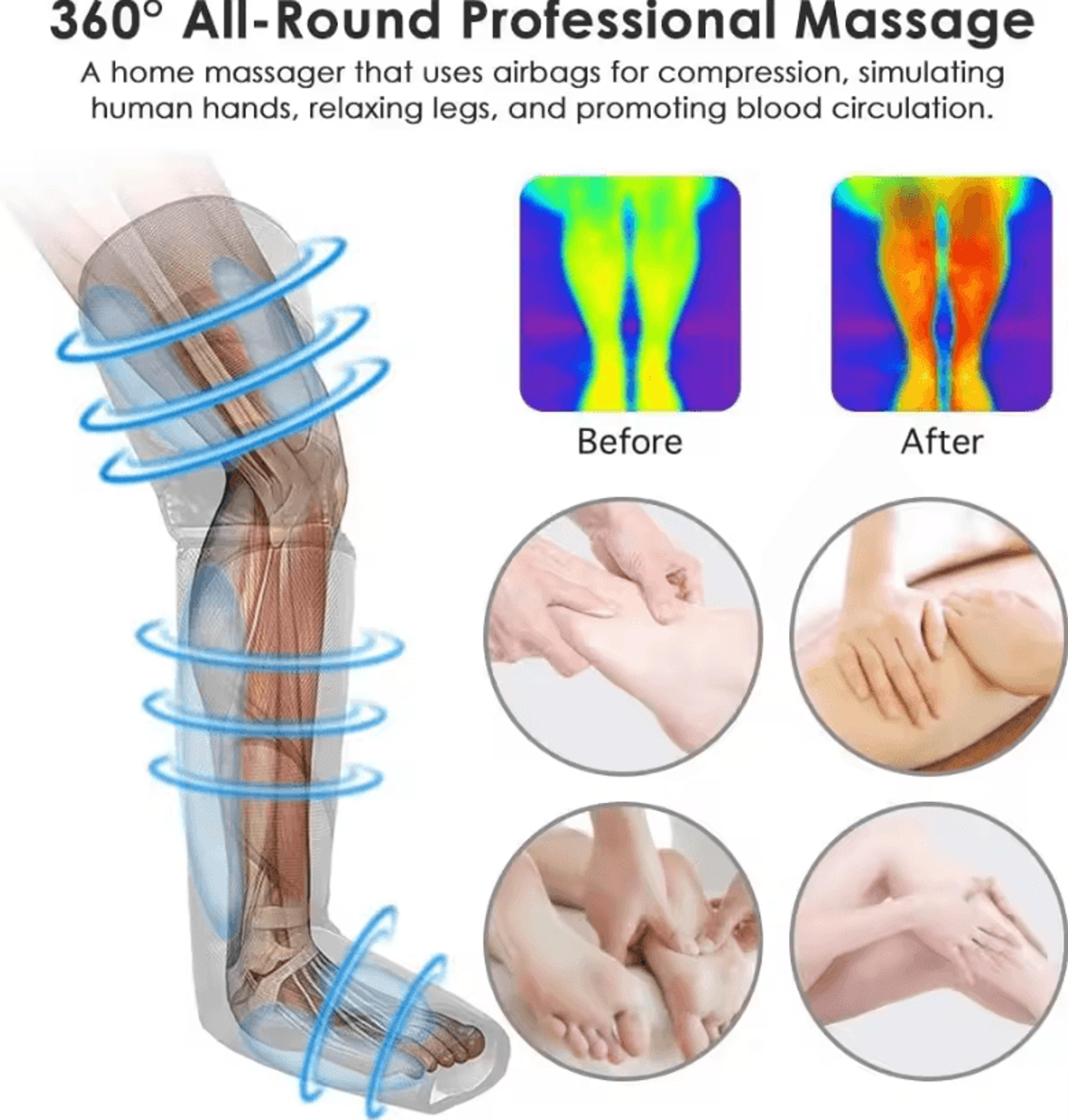 Foot Air Pressure Leg Massager  360 Degree Circulation And Muscle Relaxation Device For Feet And Le