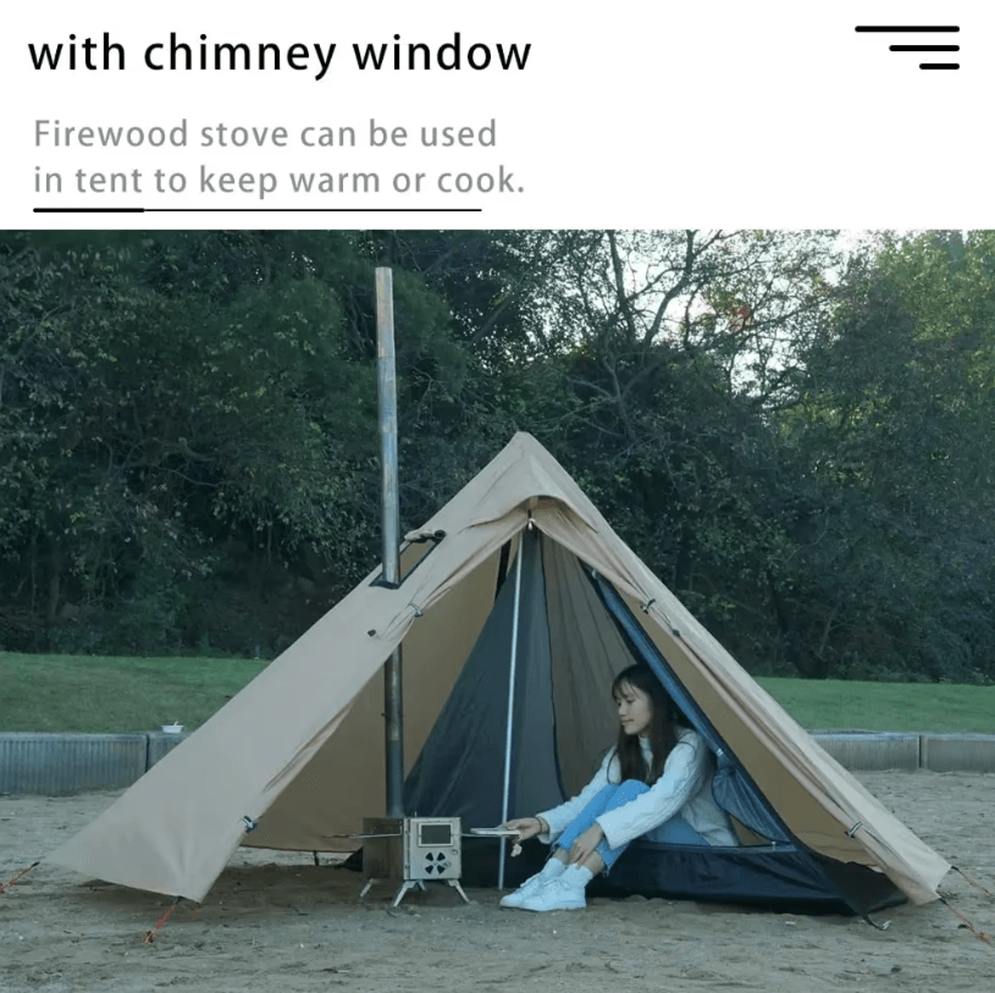 Ultralight Hot Tent With Chimney Window  OnePerson Double Layer Tipi Teepee Bushcraft Shelter 3