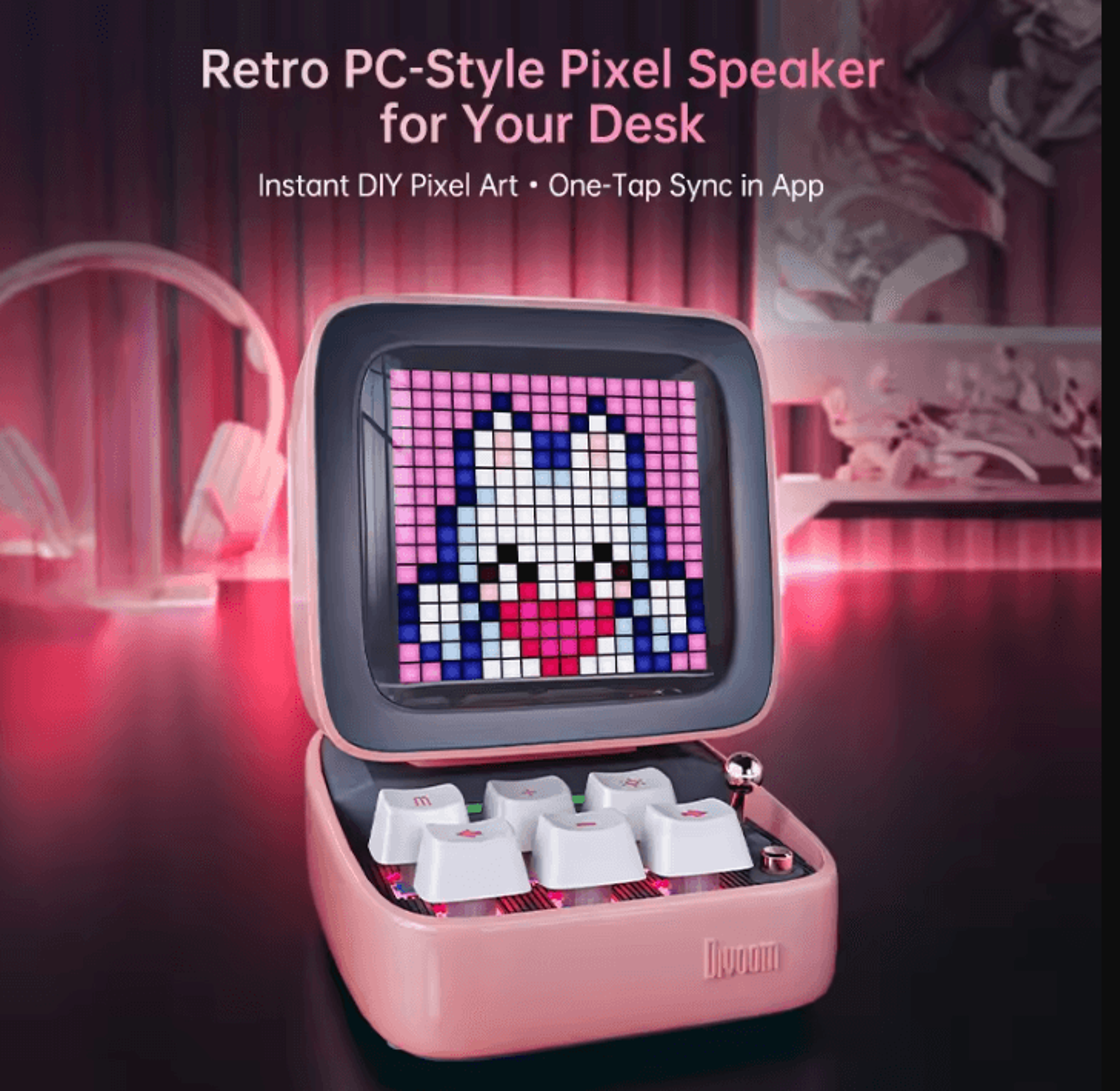 Retro Pixel Art Bluetooth Speaker  Portable LED Display Alarm Clock  Creative Sound Device 3