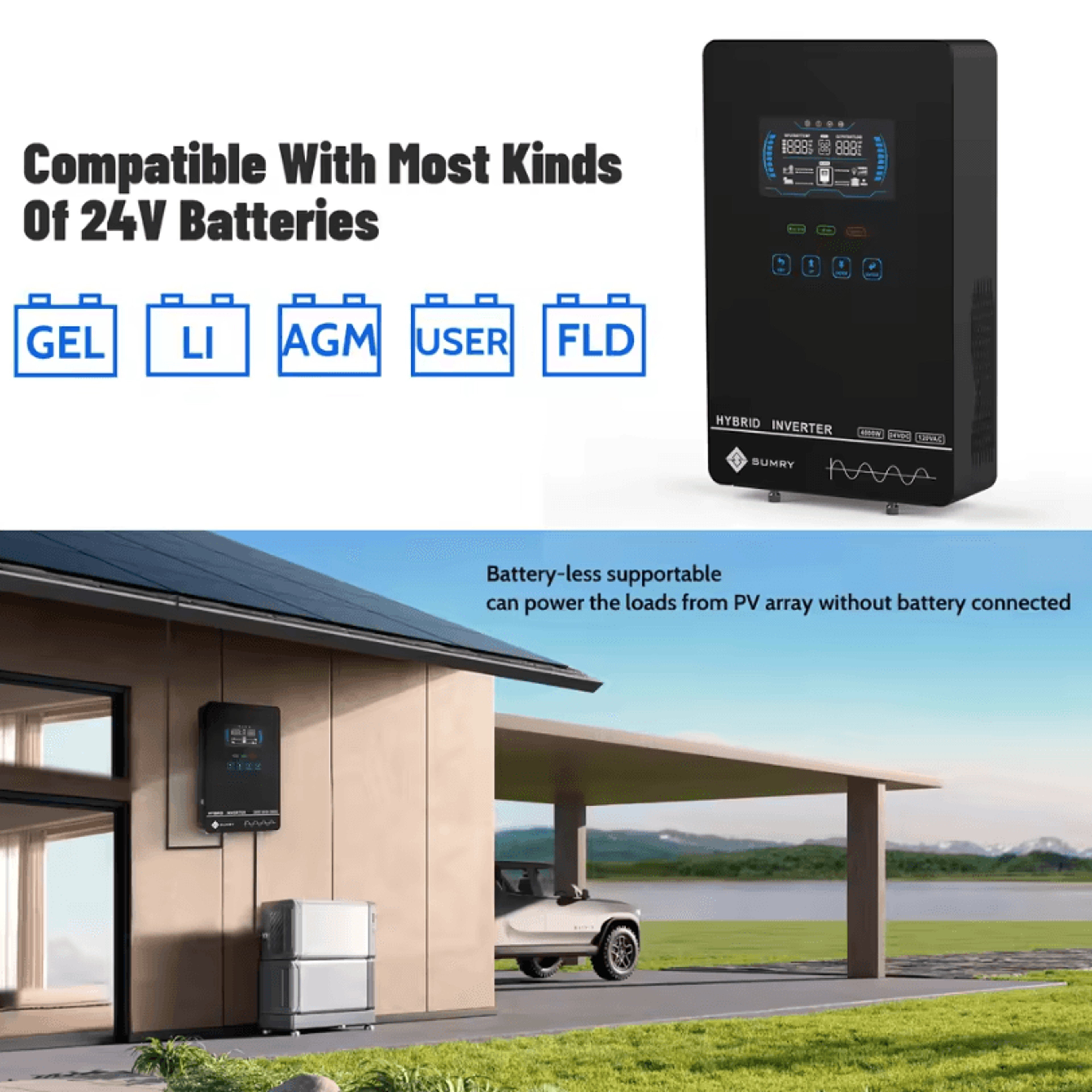 SUMRY 4000W Hybrid Solar Inverter 24V  HighEfficiency OffGrid Power Solution 3