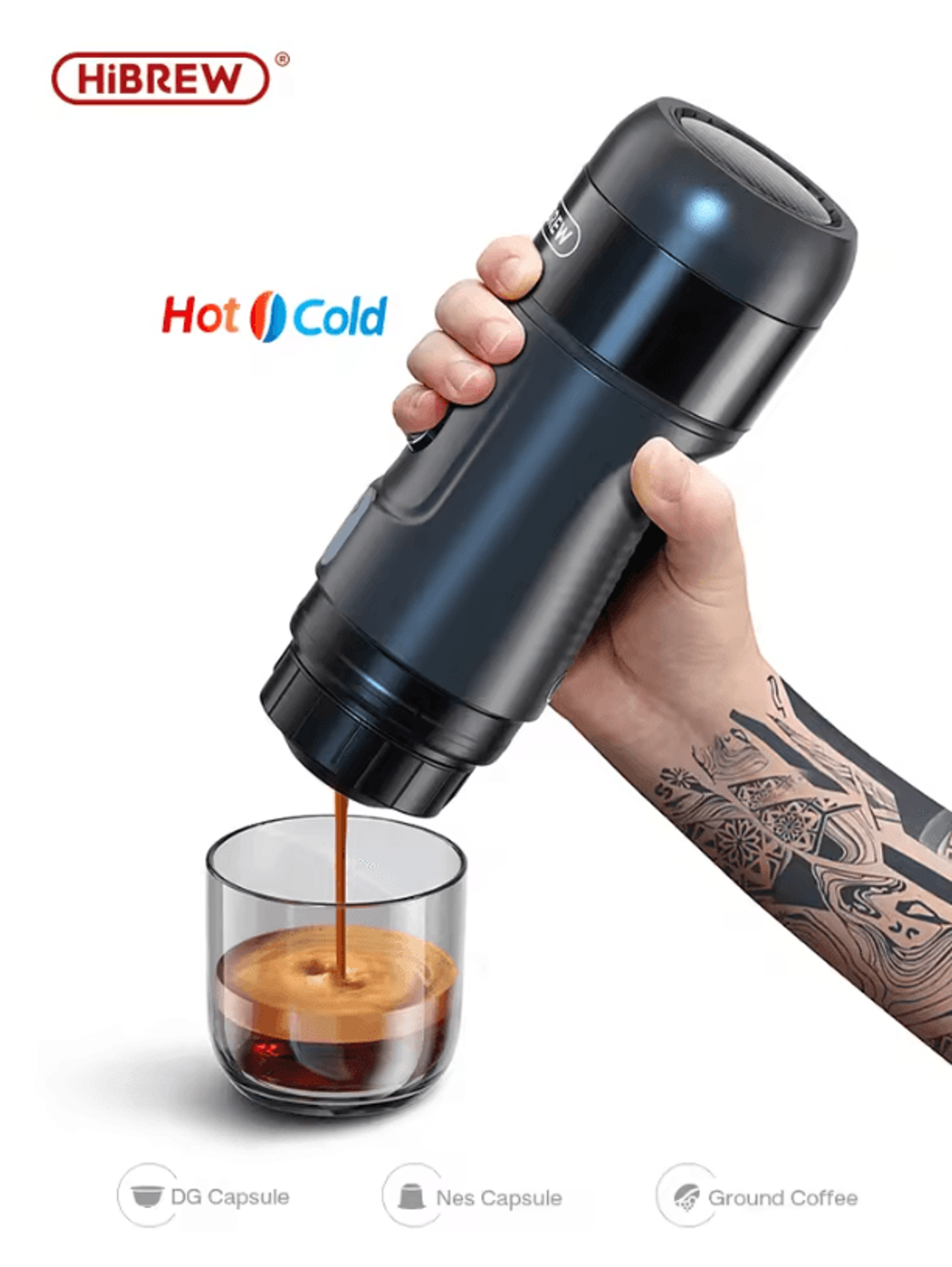 HiBREW Portable Coffee Machine For Car And Home  DC 12V Espresso Maker For Nespresso And Dolce Pods 1