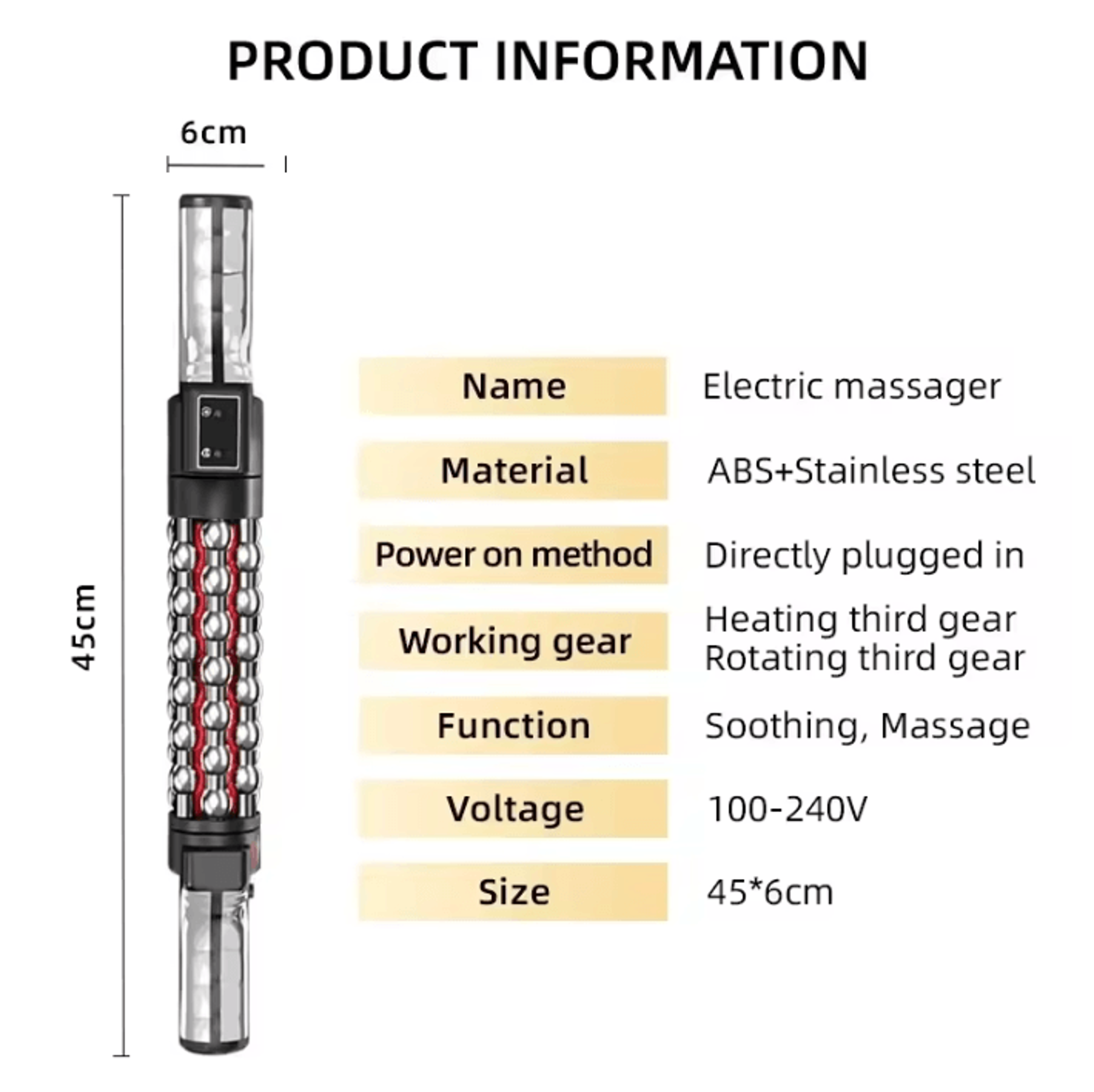 Heated Roll Massager Device  360 Degree Rotating Red Light Massage Roller For FullBody Comfort 4