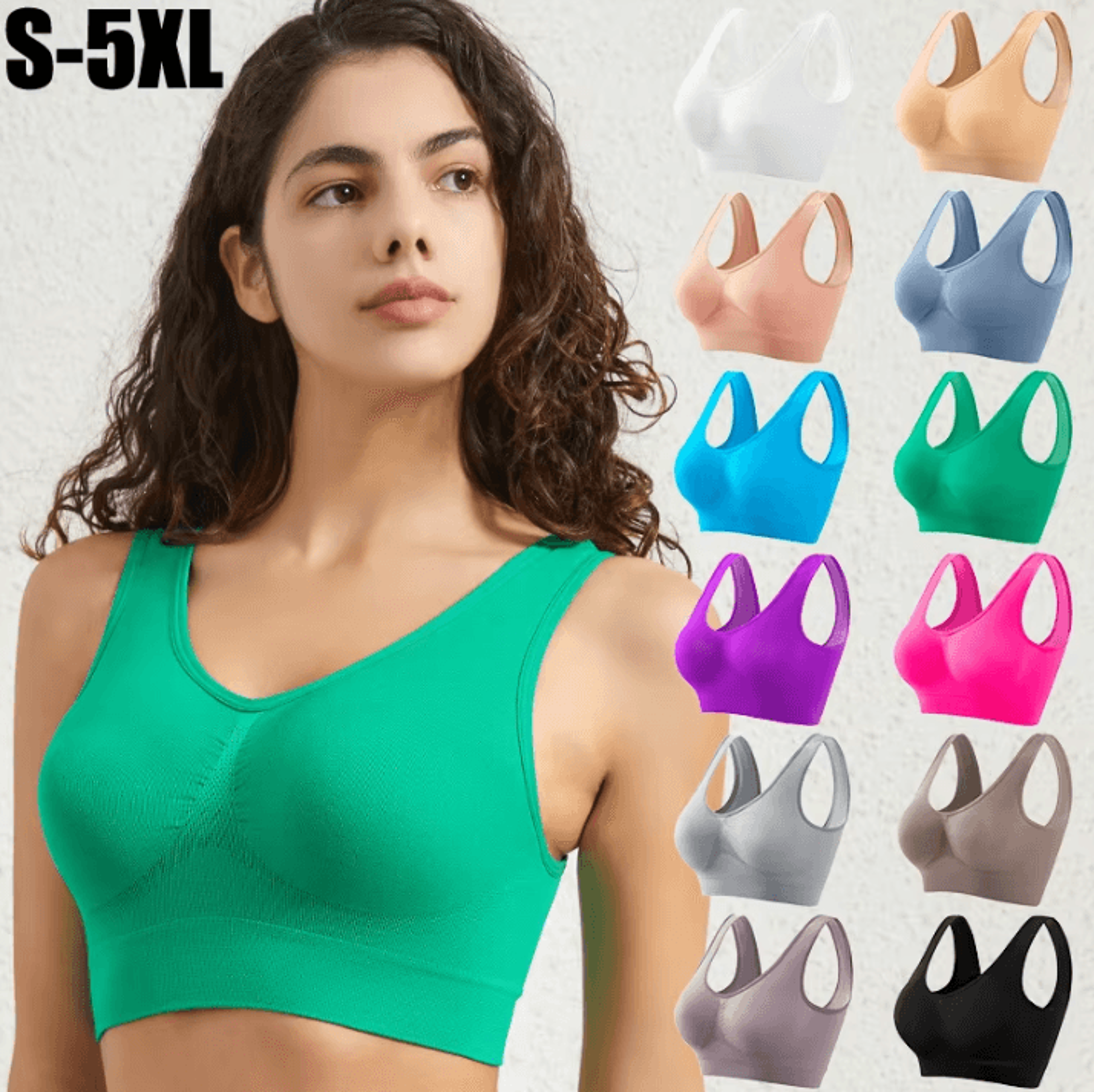 Womens Sports Bra Seamless PushUp Crop Top  Breathable Activewear Bra S5XL 0