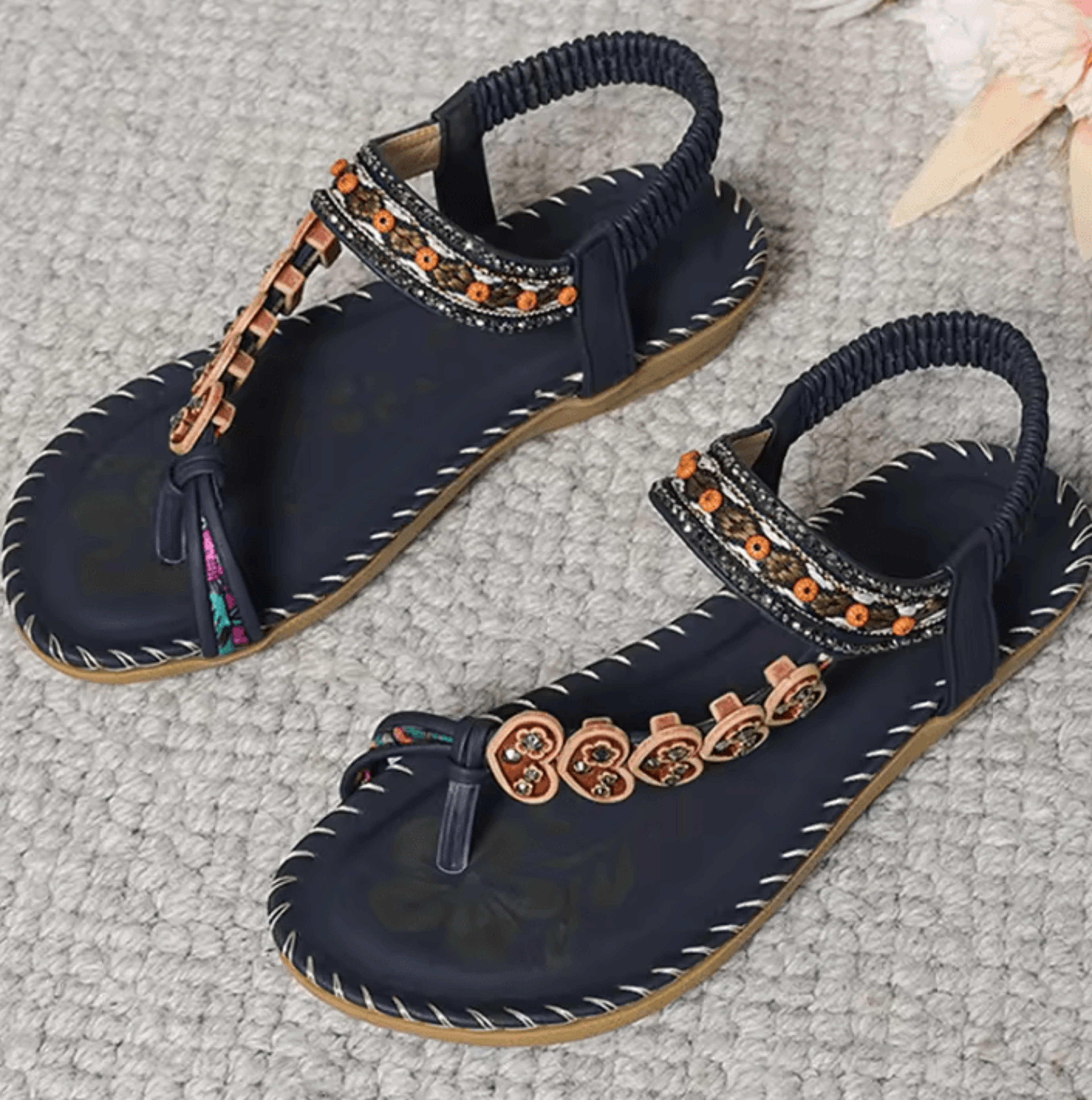 Bohemian Sandals For Women Summer 2025  Low Heel Beach Flip Flops Casual Shoes 10