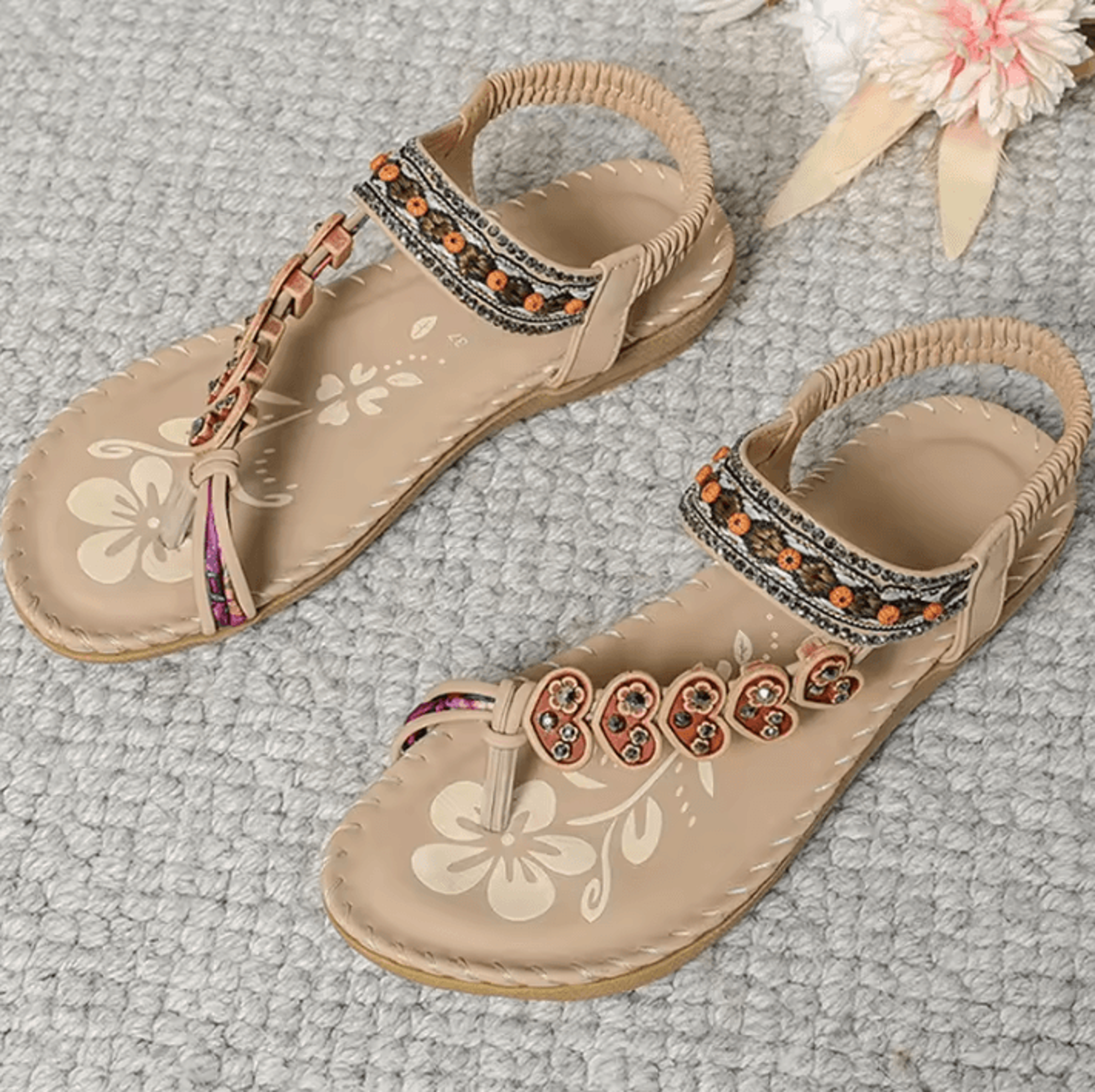 Bohemian Sandals For Women Summer 2025  Low Heel Beach Flip Flops Casual Shoes 12