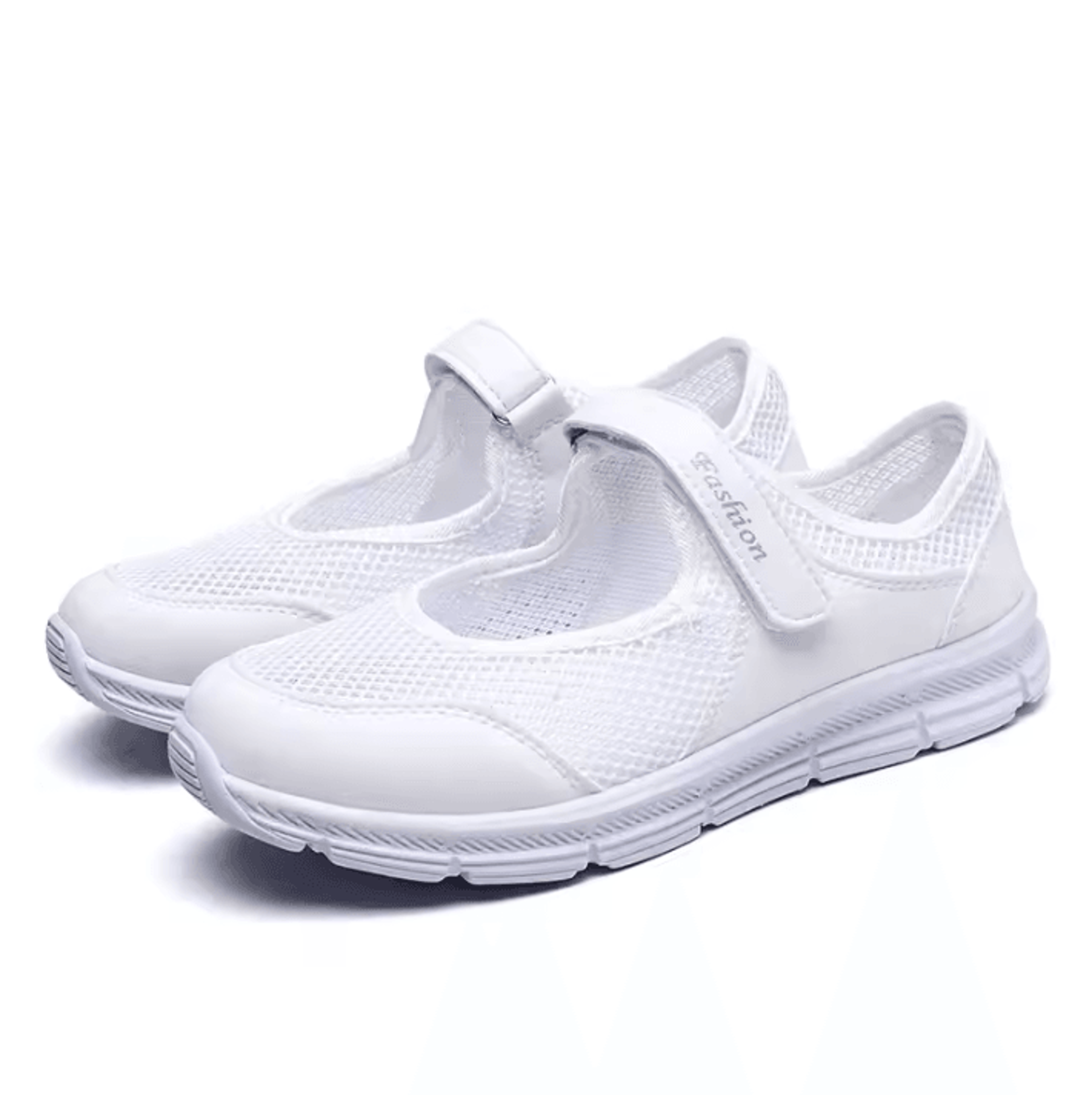 Womens Breathable Mesh Sneakers  White Vulcanized Casual Walking And Work Shoes 9