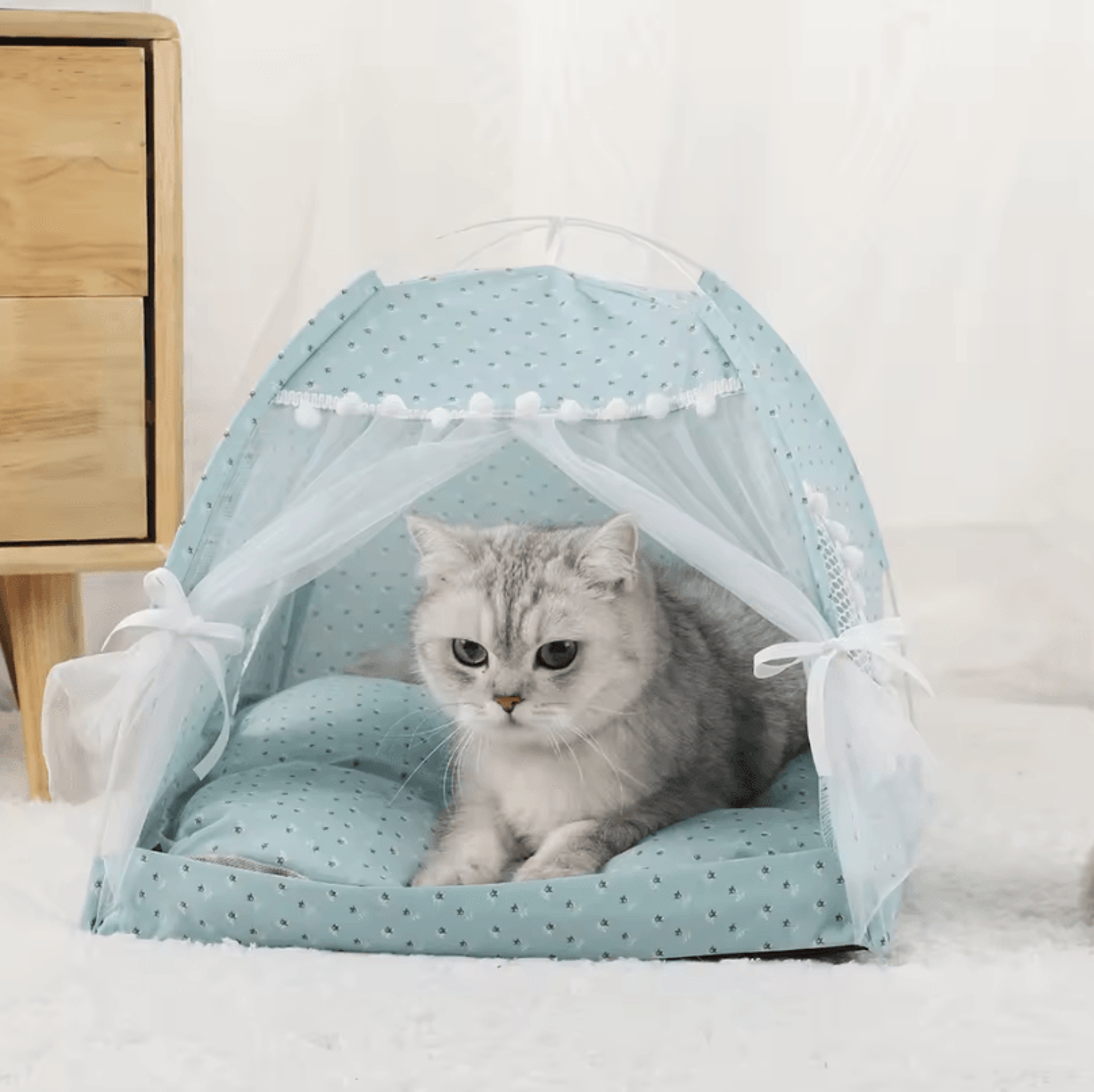 Pet Tent Bed  Cozy Cat House With Cushioned Furniture For Indoor Pets 13