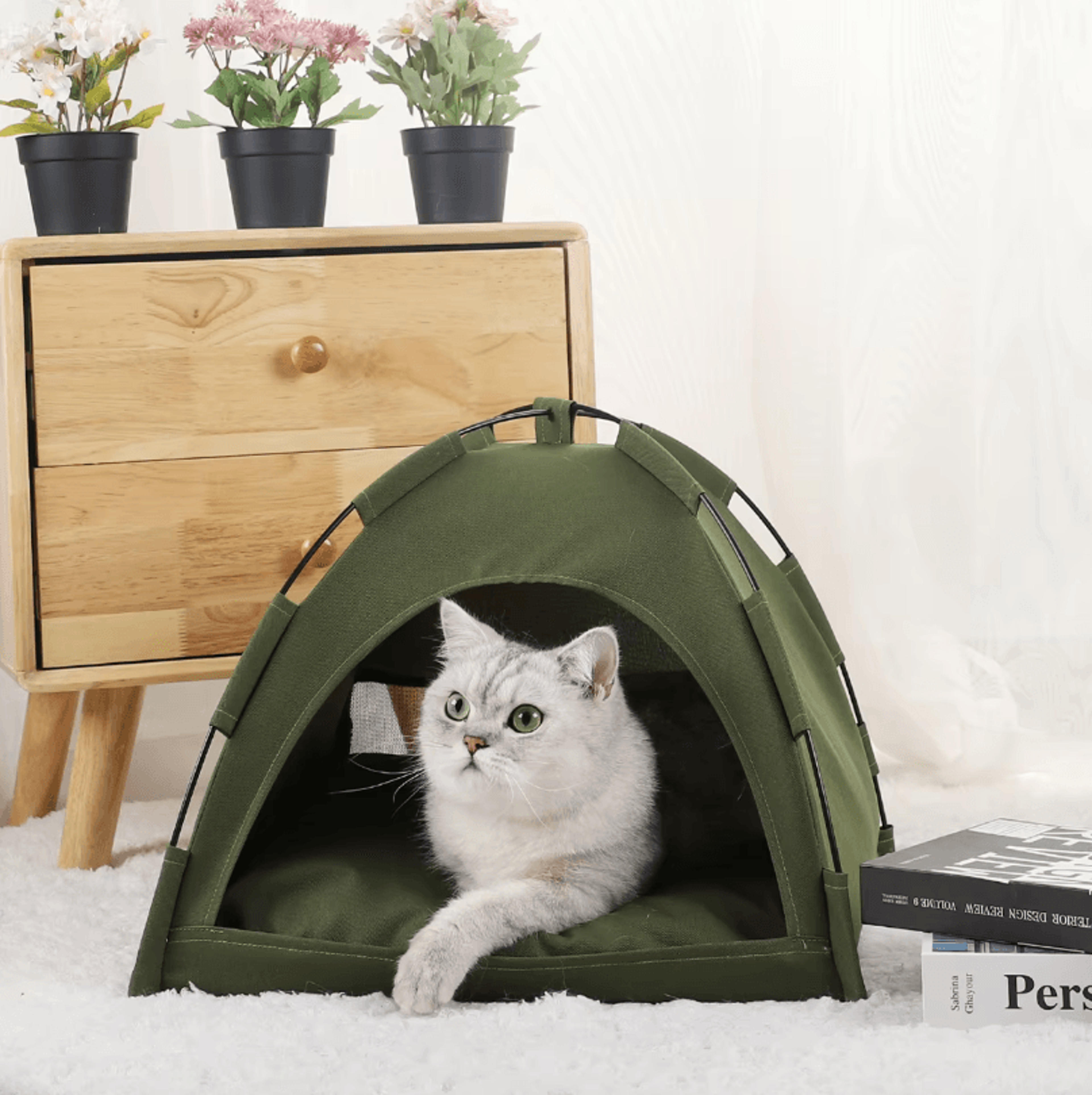Pet Tent Bed  Cozy Cat House With Cushioned Furniture For Indoor Pets 1